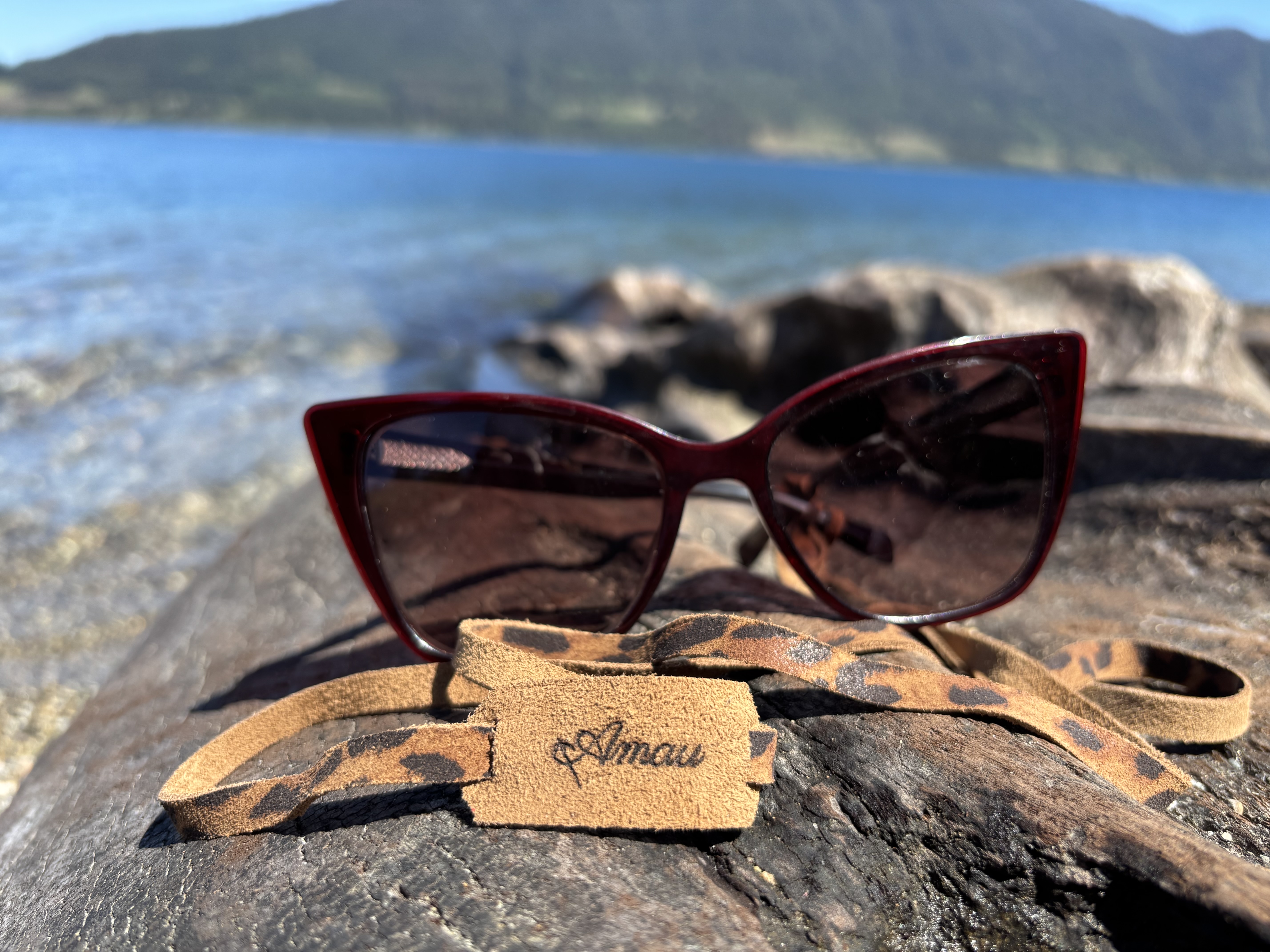 Strap de cuero para lentes color Leopardo Taupe 4