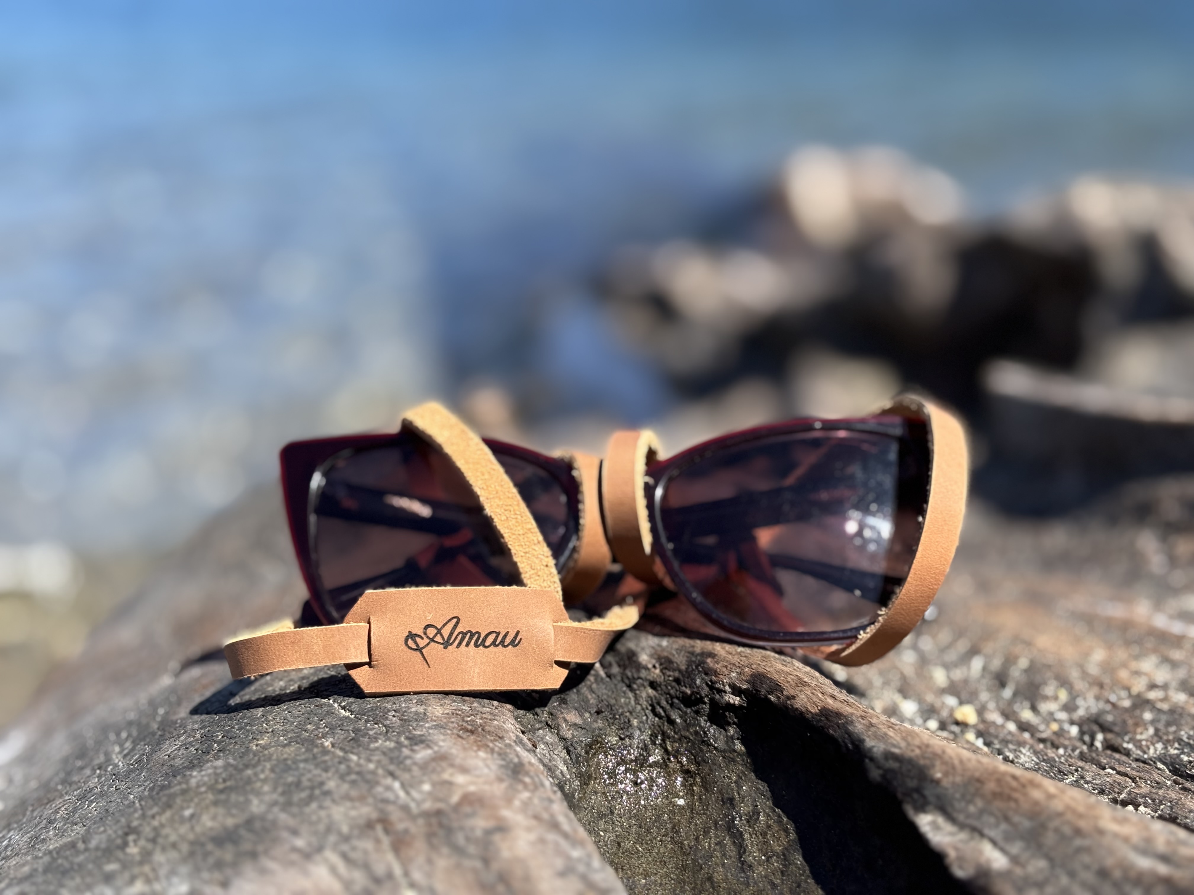 Correa de cuero para lentes color Miel 2