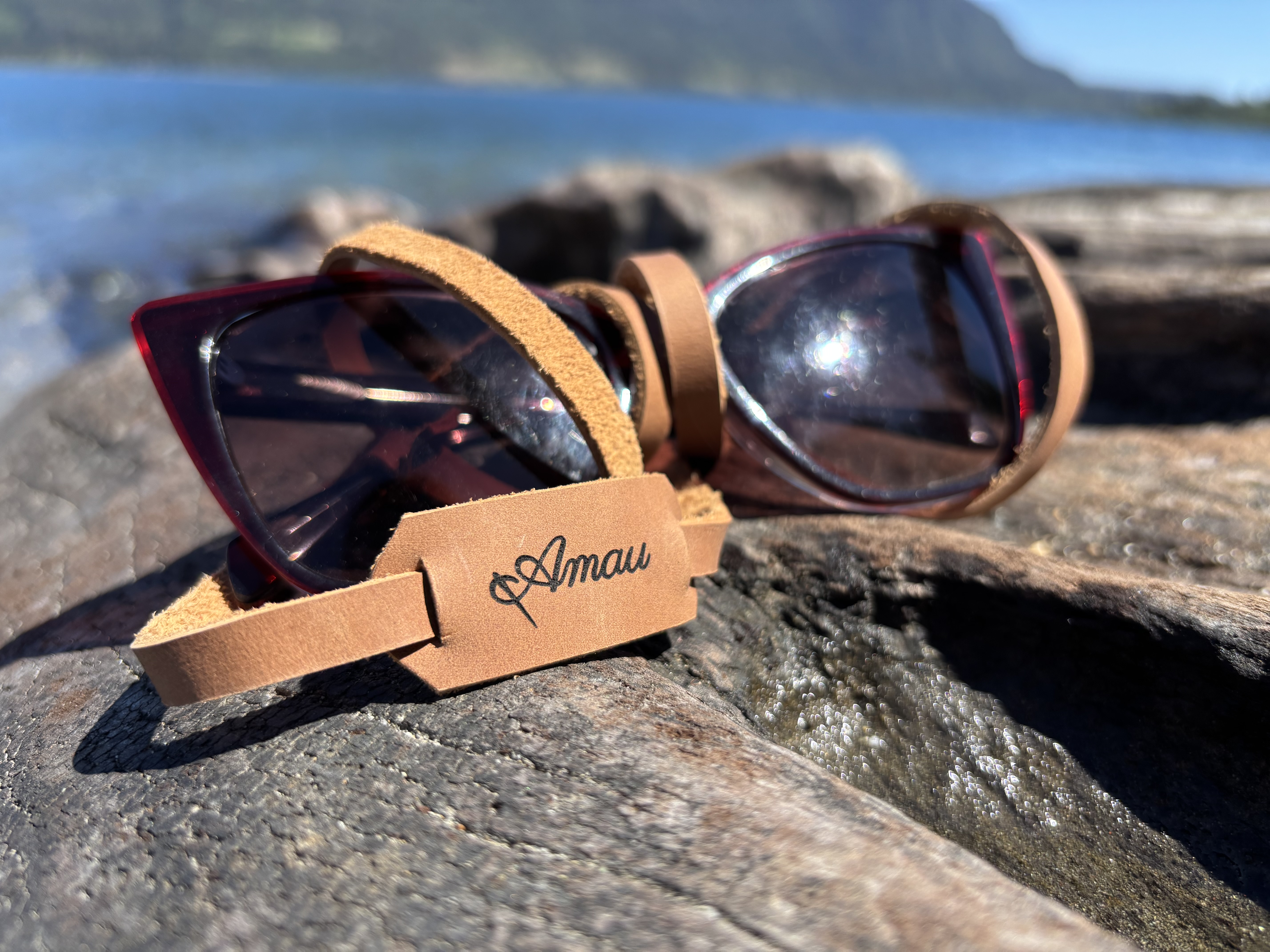 Correa de cuero para lentes color Miel 1