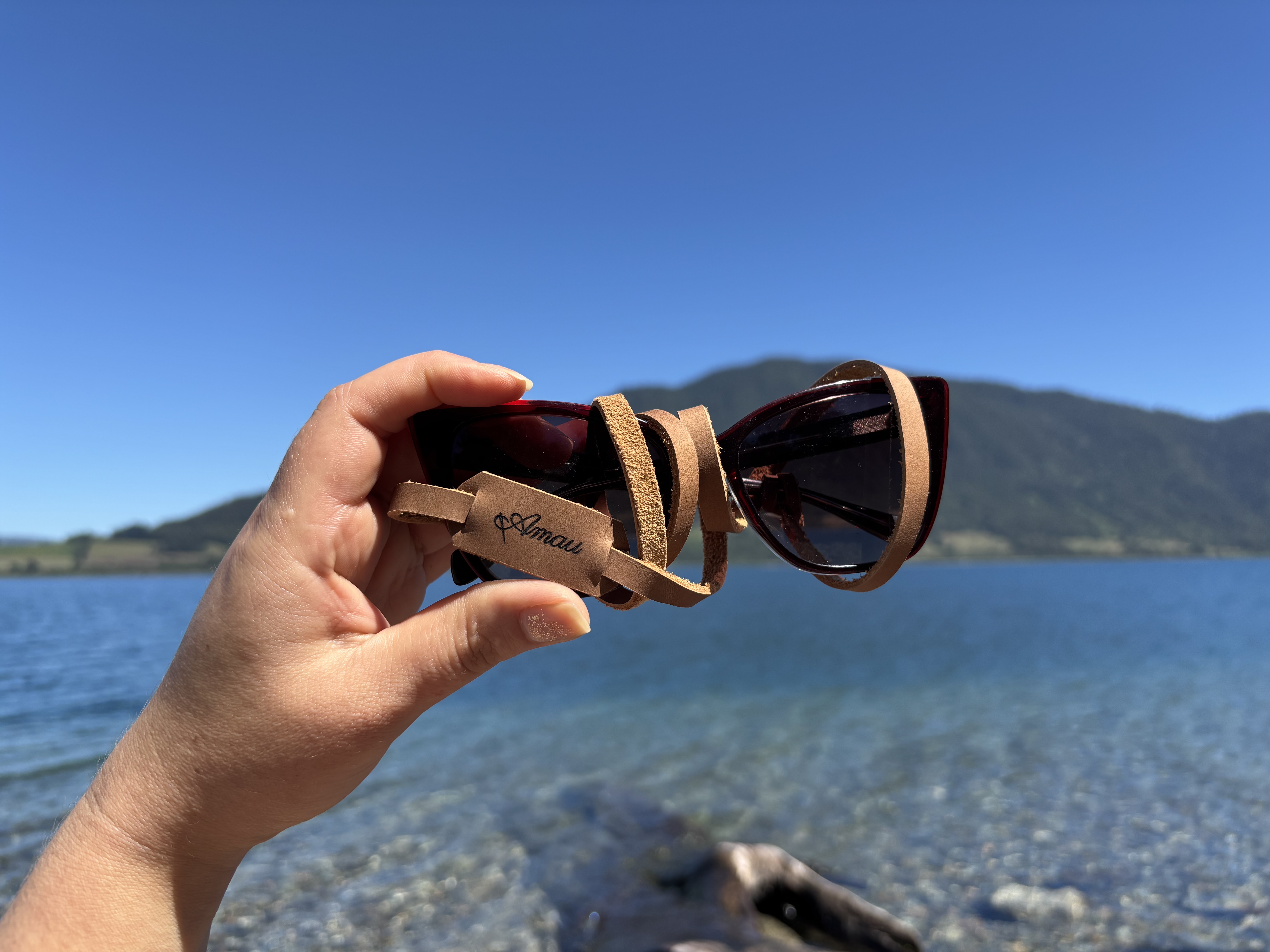 Correa de cuero para lentes color Miel 4