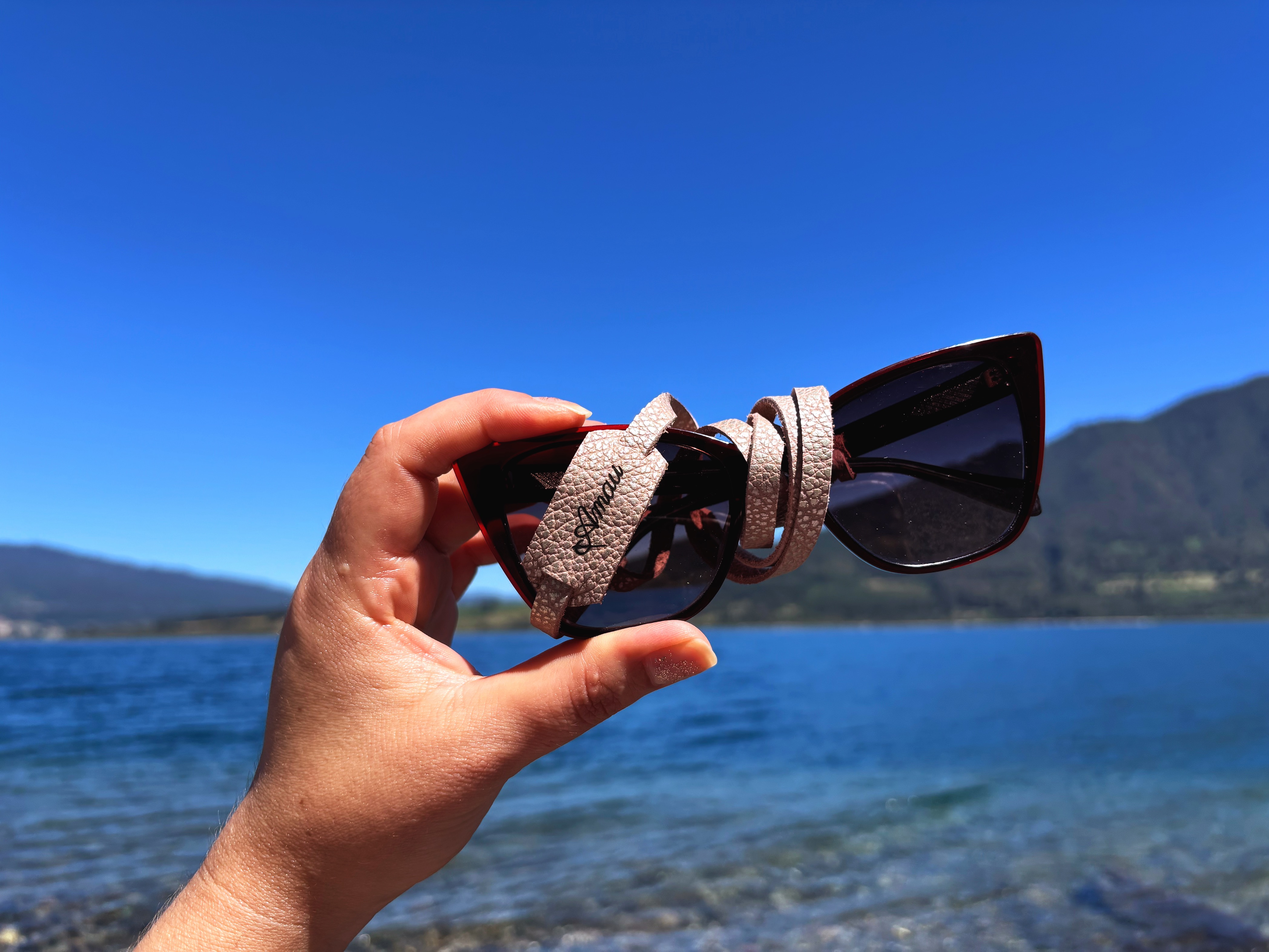 Strap para lentes cuero color Rosa Plata 1