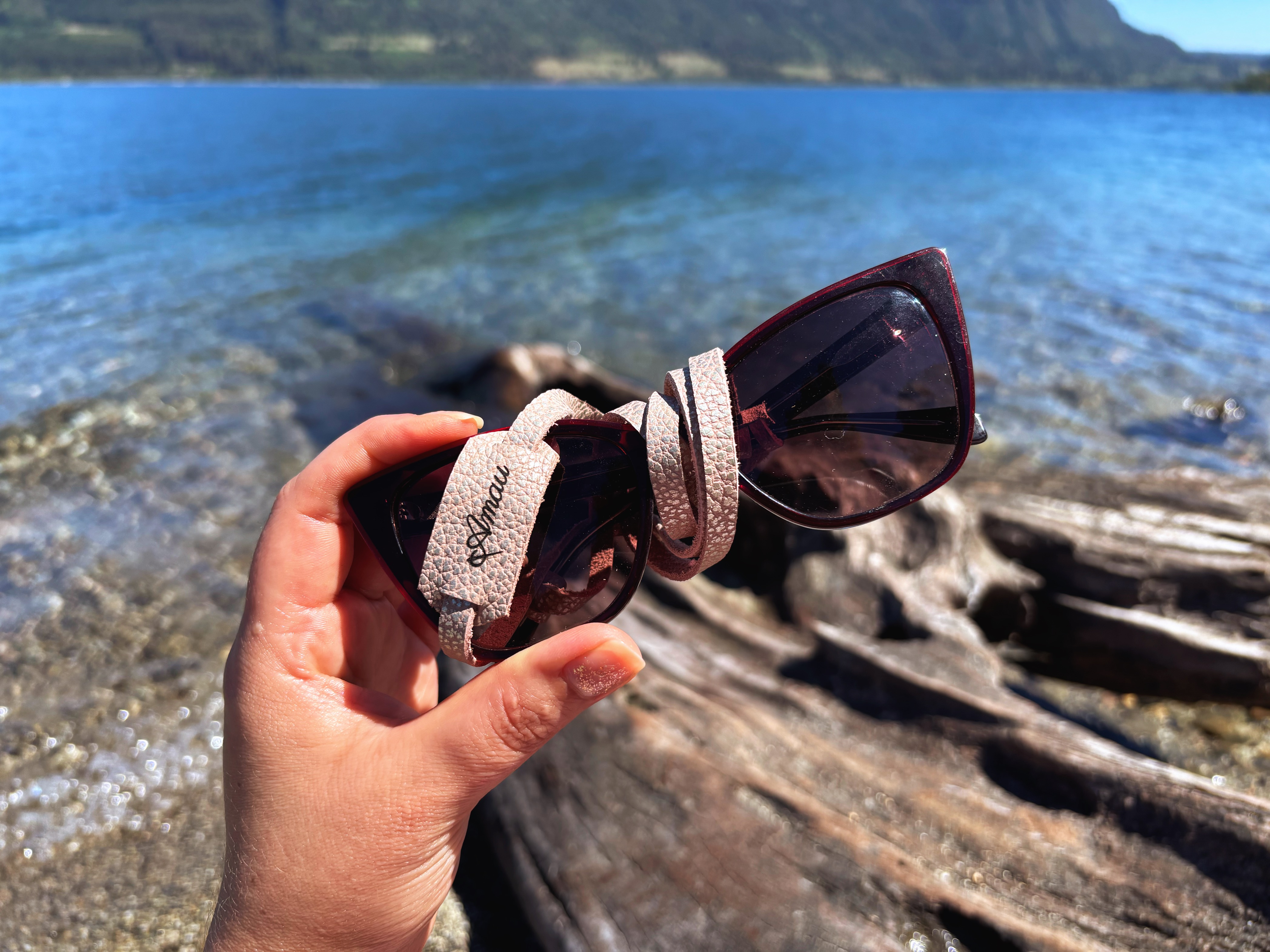 Strap para lentes cuero color Rosa Plata 5