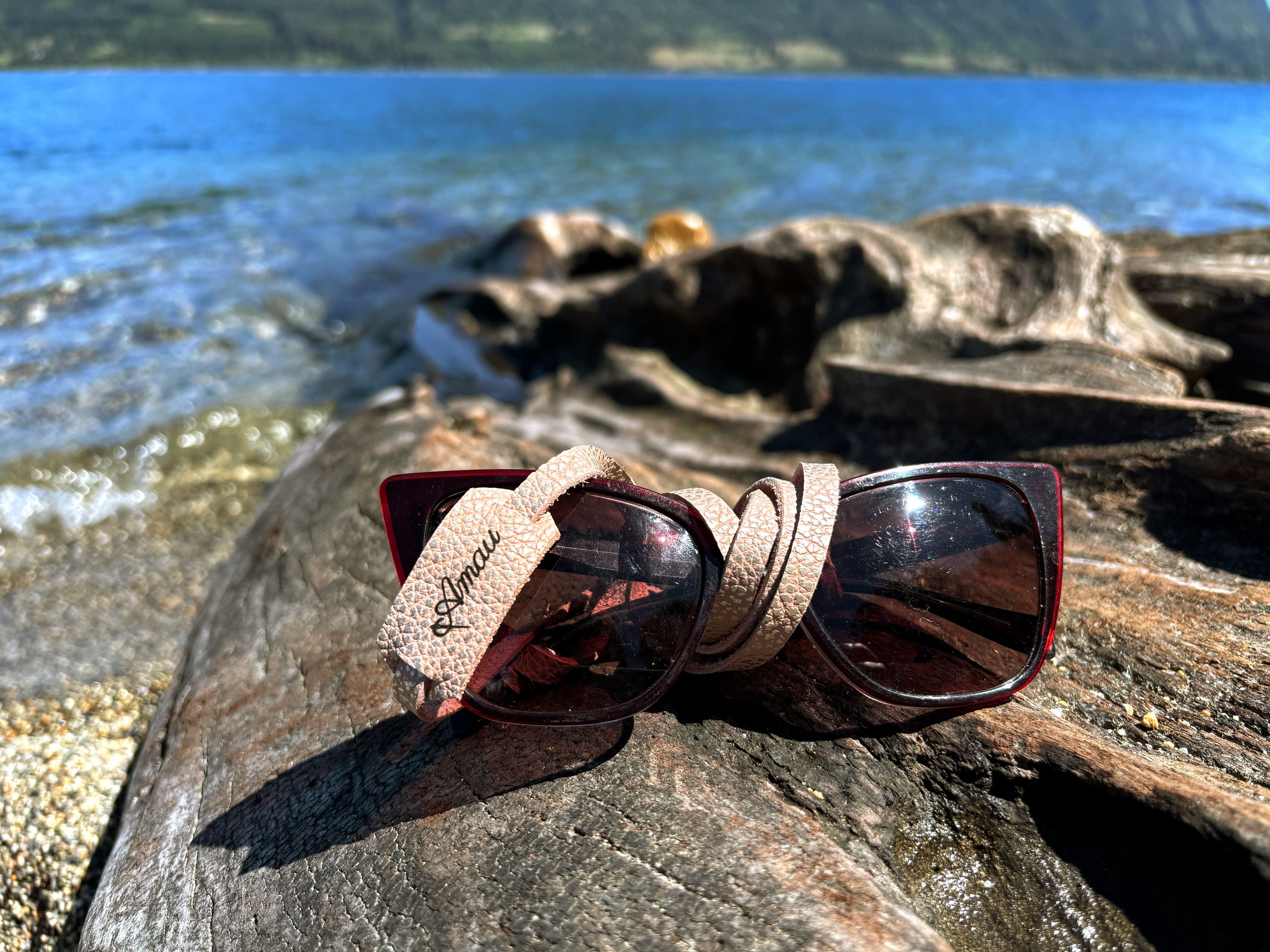 Strap para lentes cuero color Rosa Plata 2