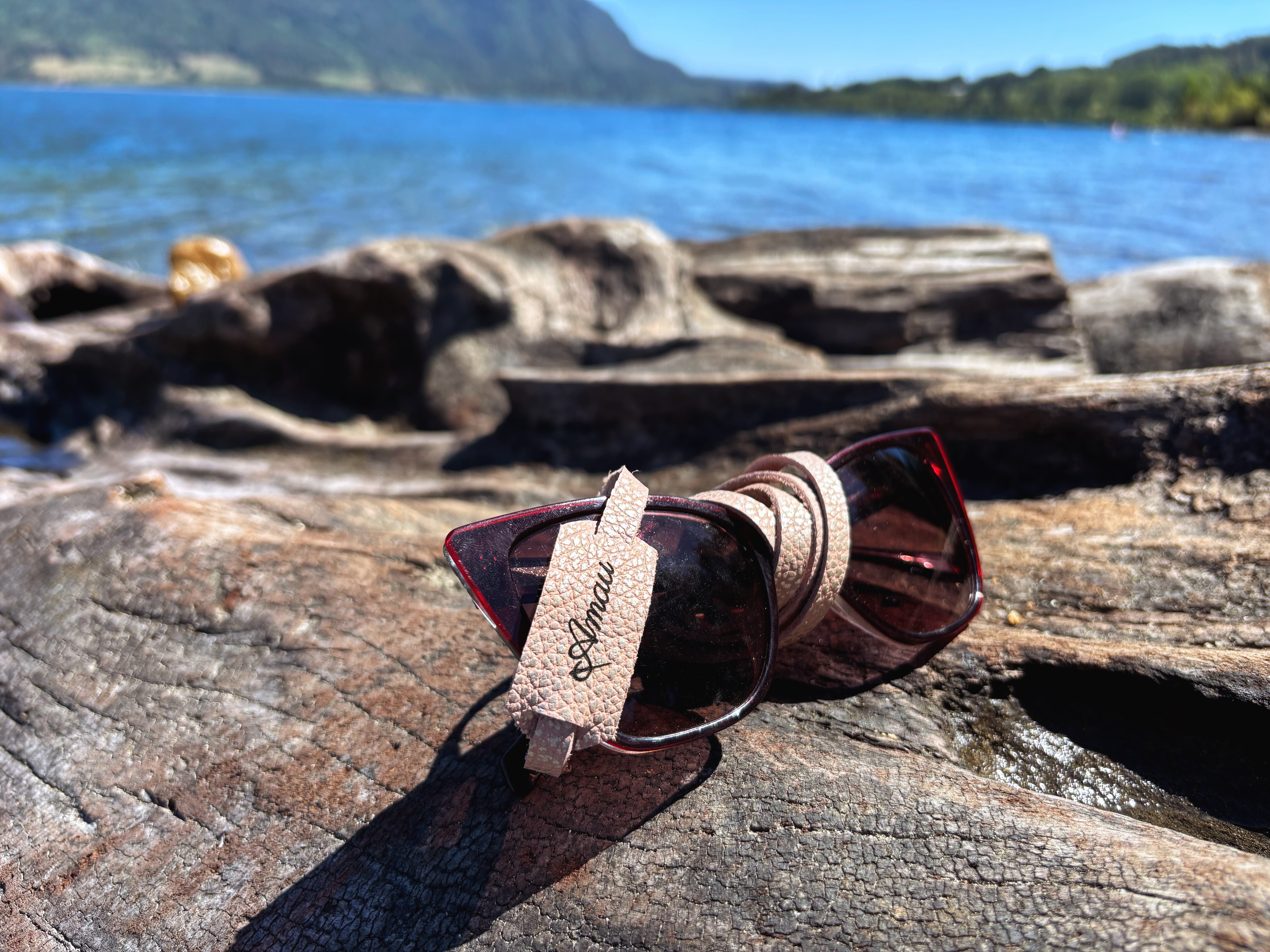 Strap para lentes cuero color Rosa Plata 6