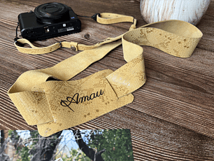 Correa de cuero para cámara fotográfica ETC color Mostaza