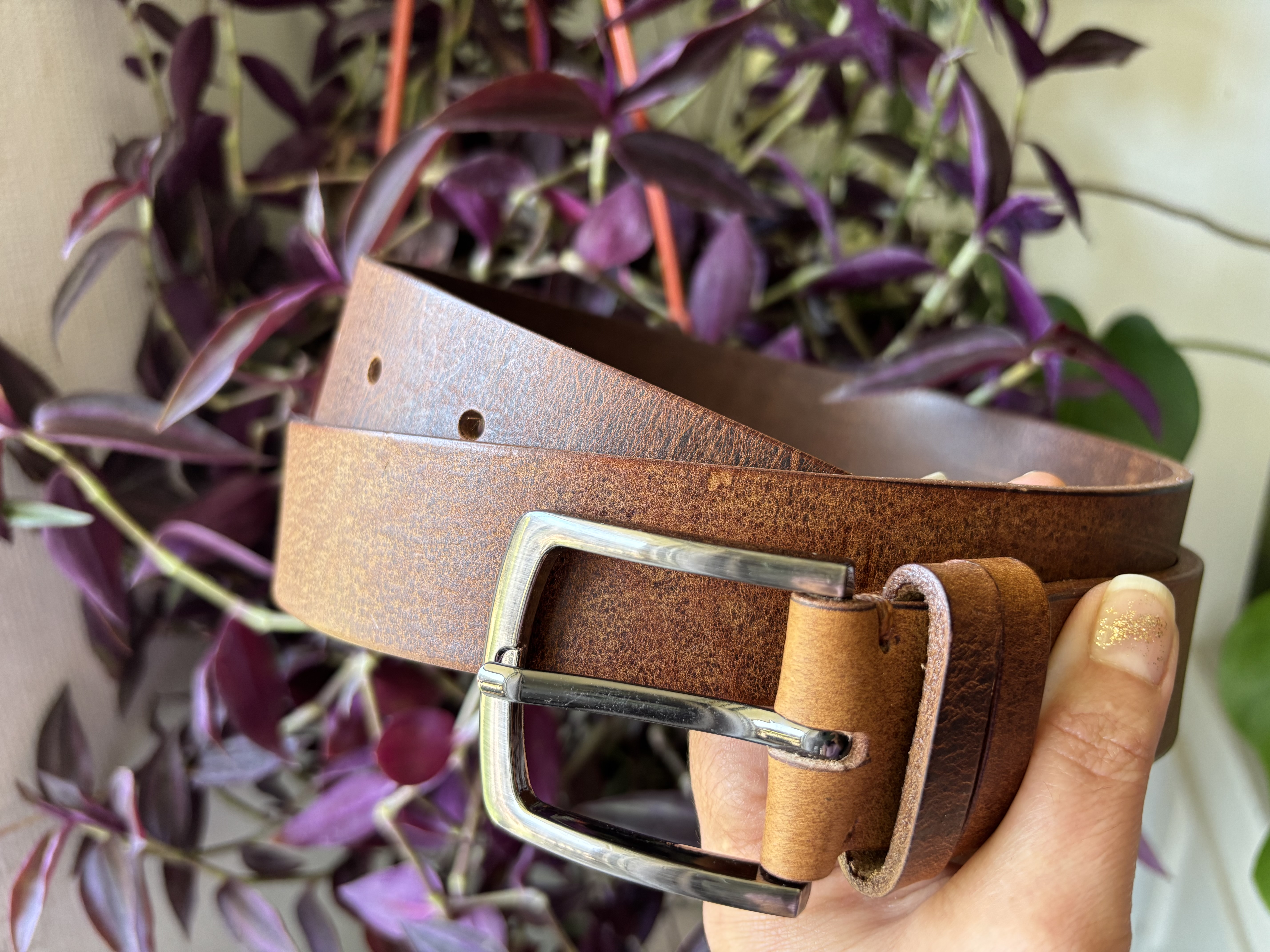 Cinturón de cuero rústico color Camel 2