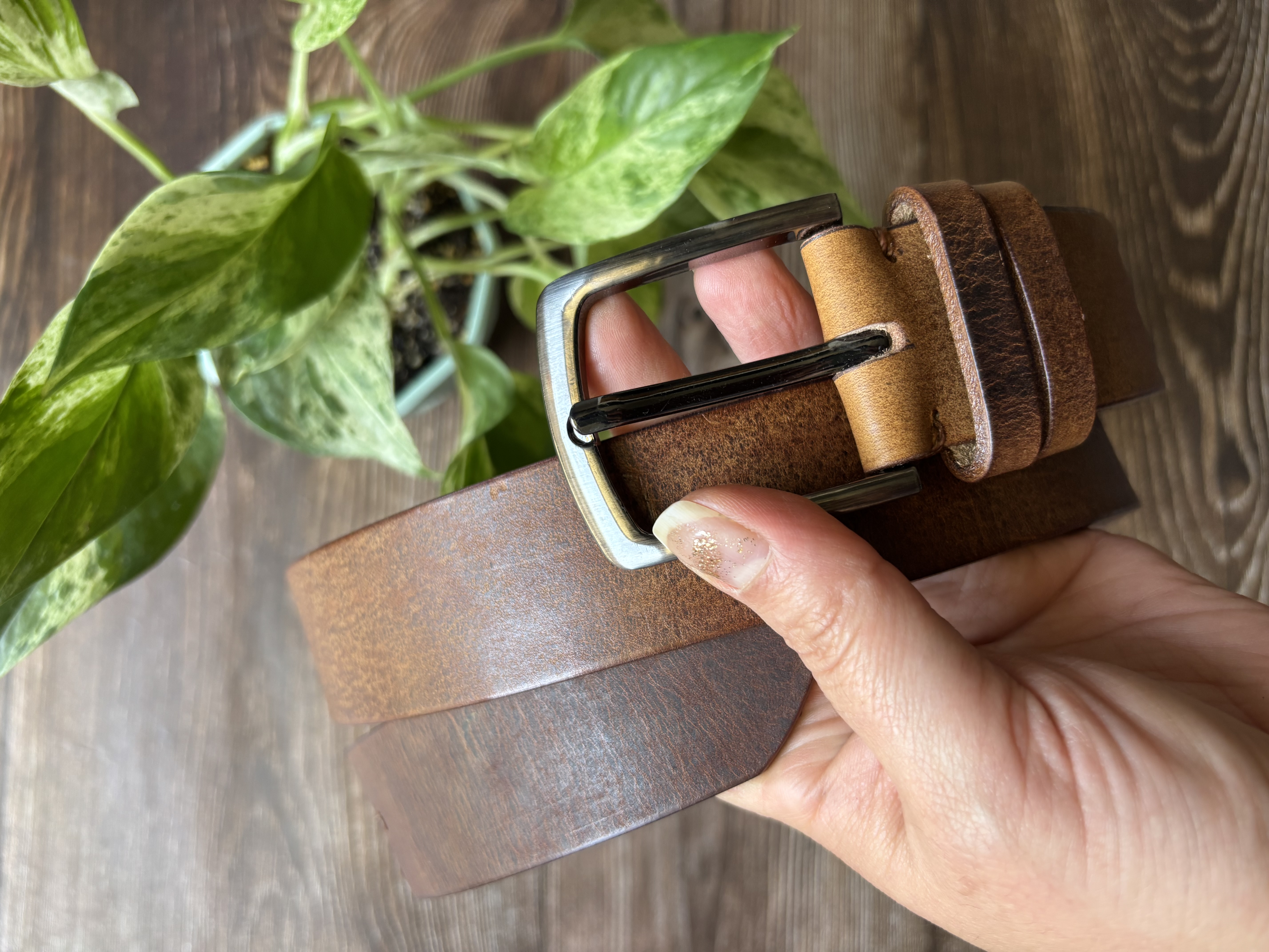 Cinturón de cuero rústico color Camel 4