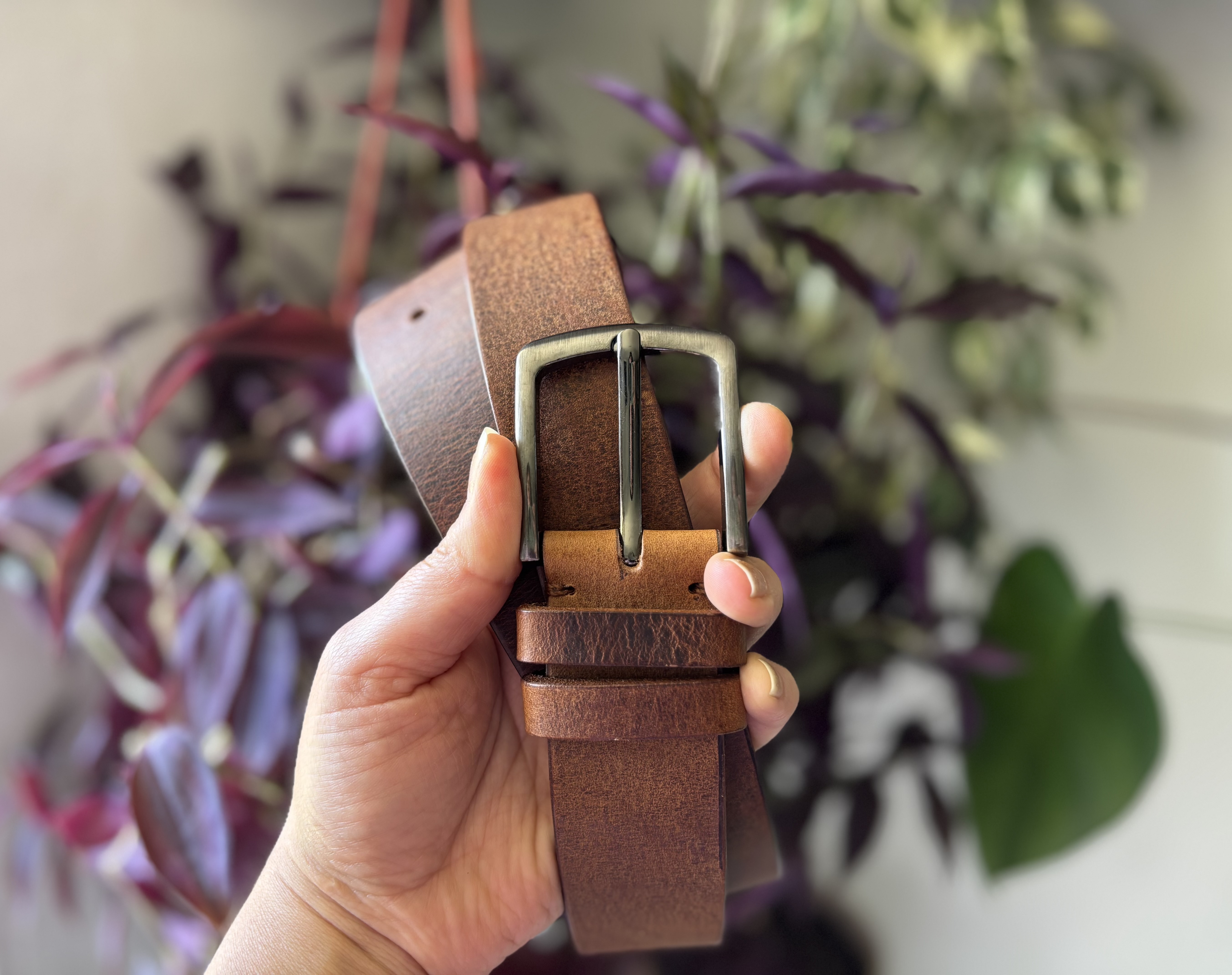 Cinturón de cuero rústico color Camel 1