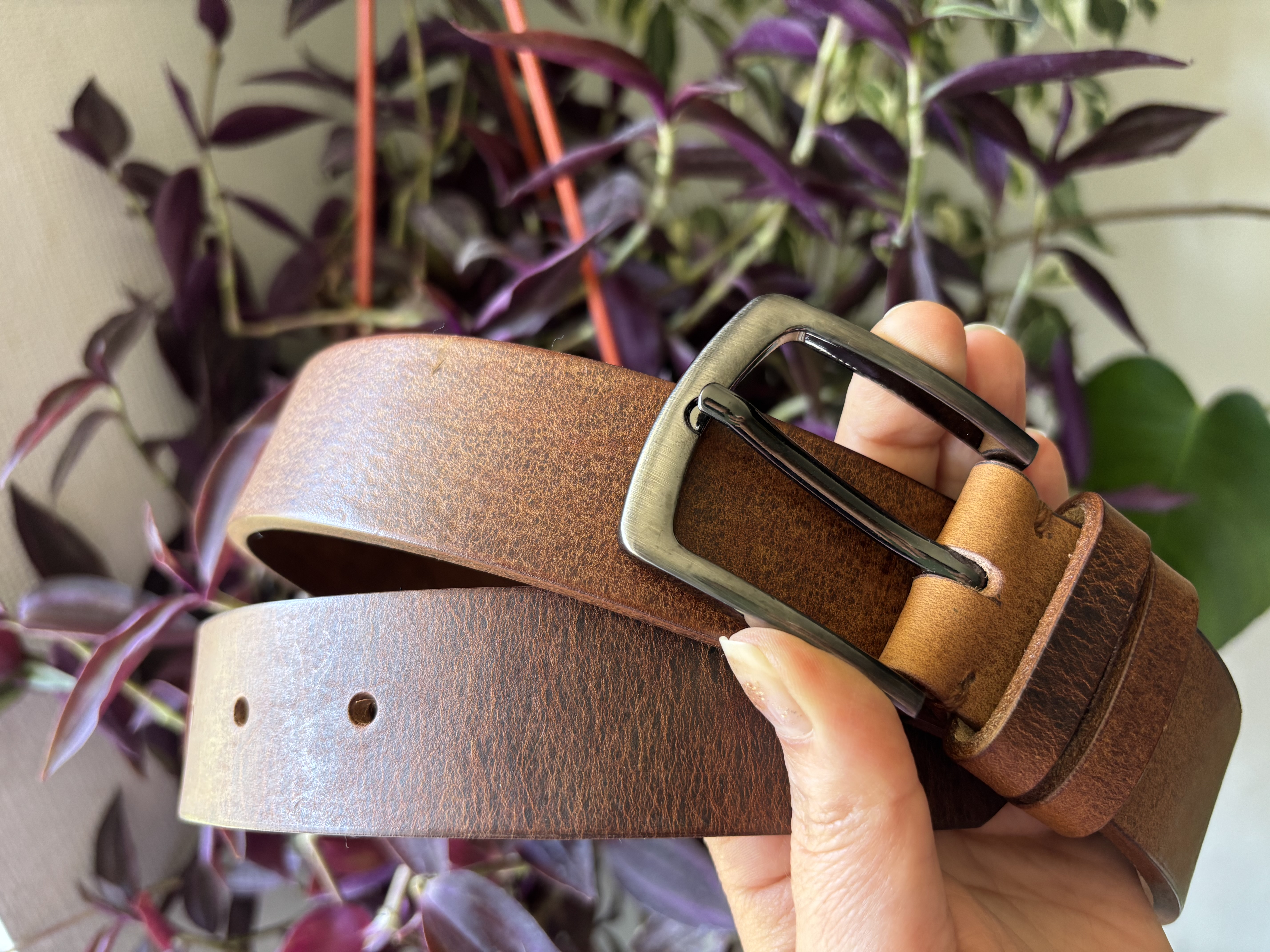 Cinturón de cuero rústico color Camel 5