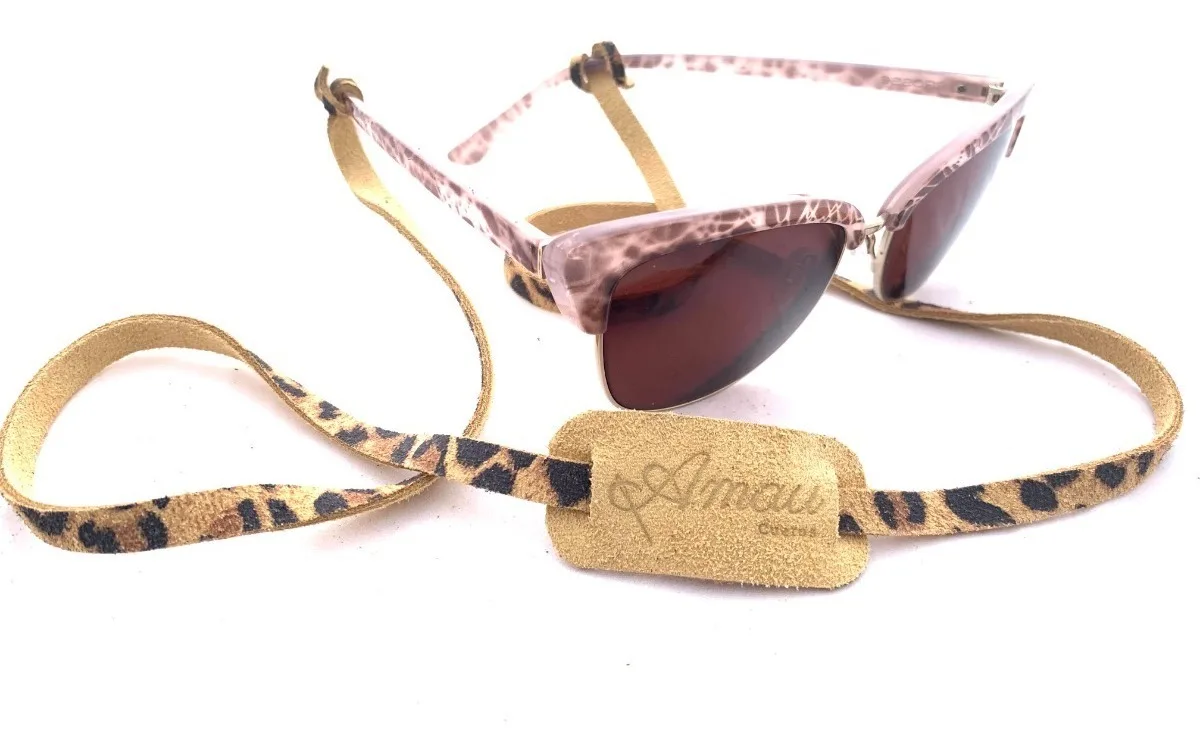 Strap de cuero para lentes color Leopardo Trigo 4
