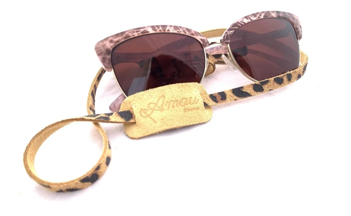 Strap de cuero para lentes color Leopardo Trigo 5