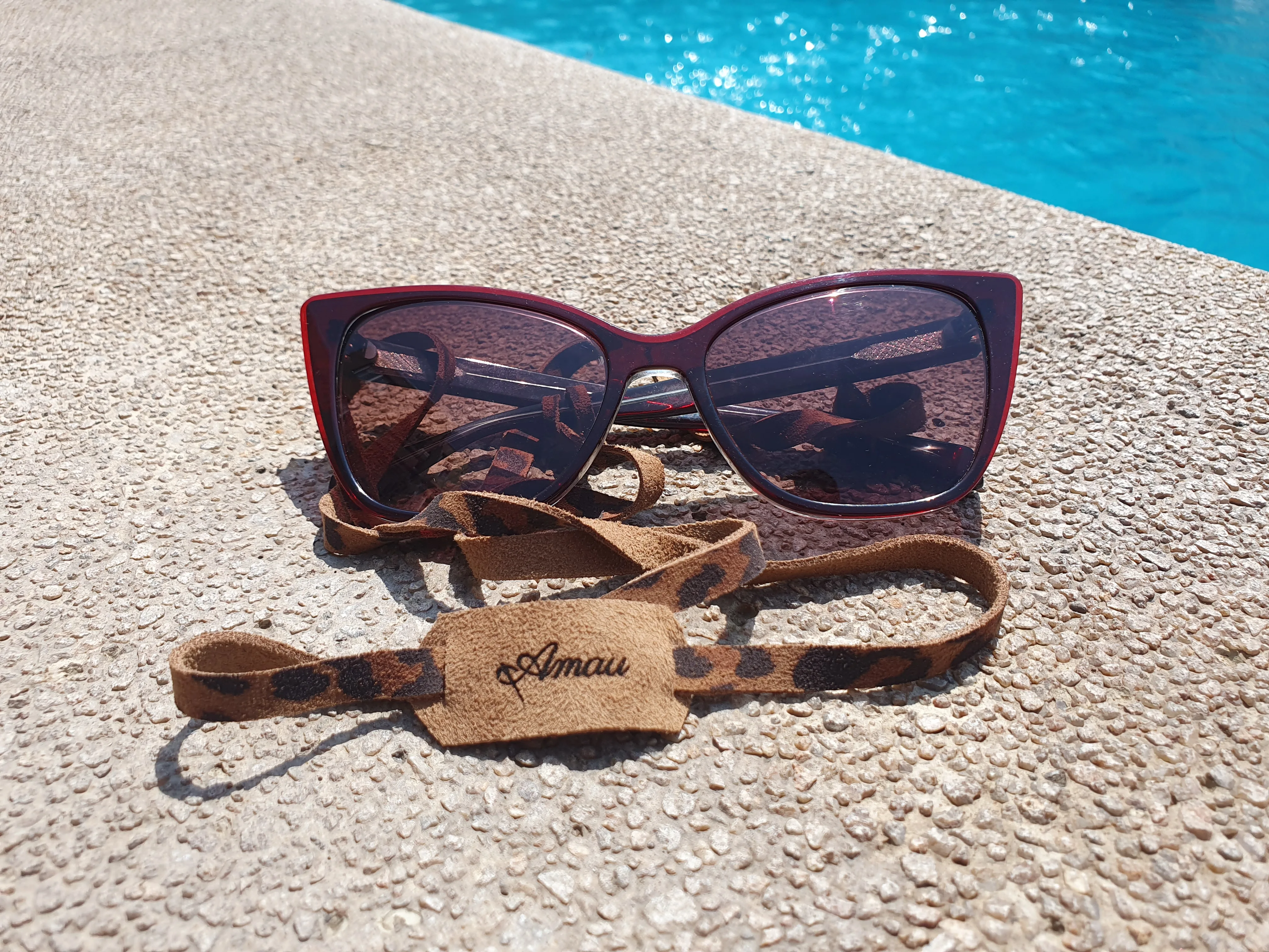 Strap de cuero para lentes color Leopardo Taupe 2