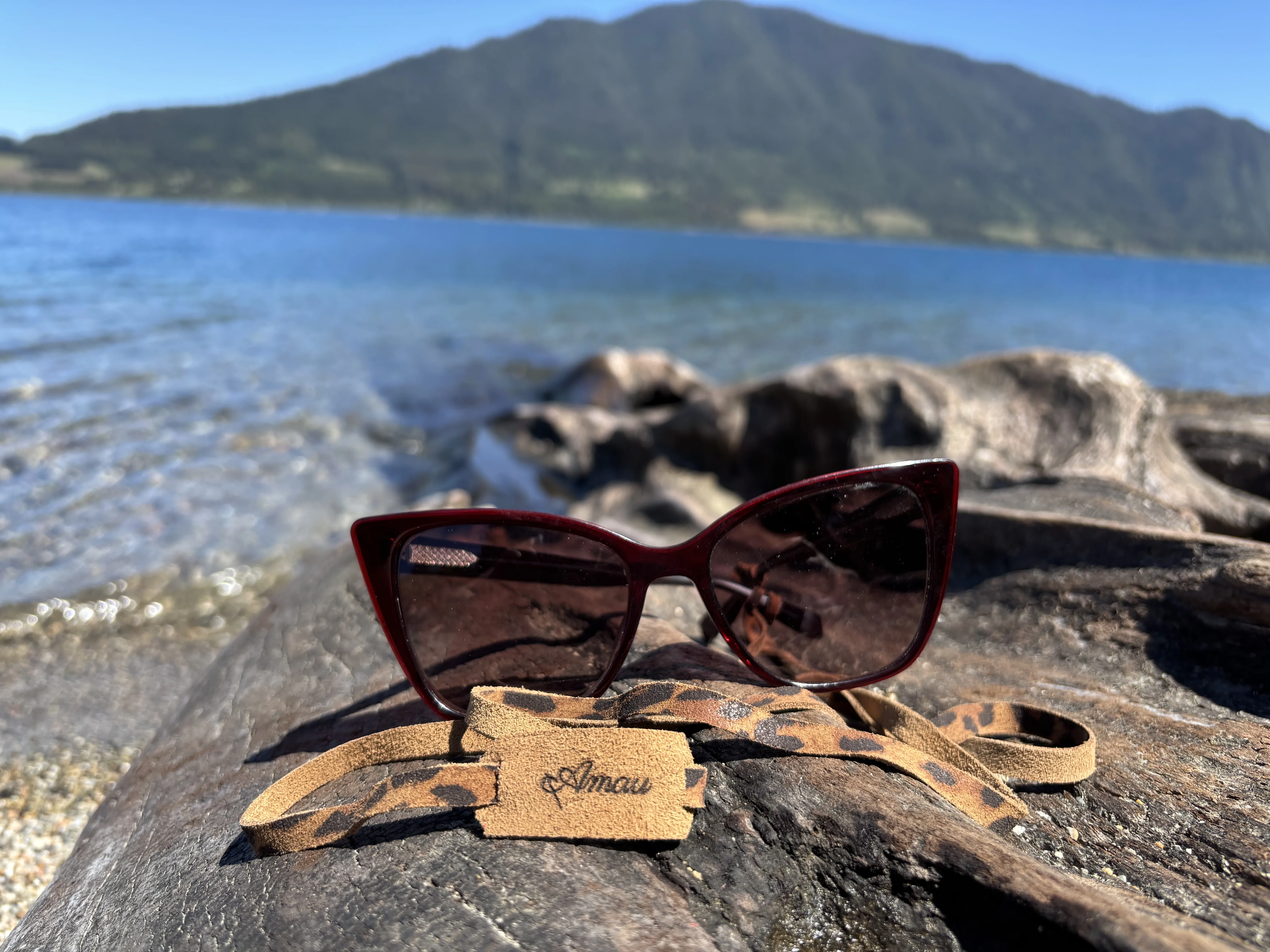 Strap de cuero para lentes color Leopardo Taupe 3