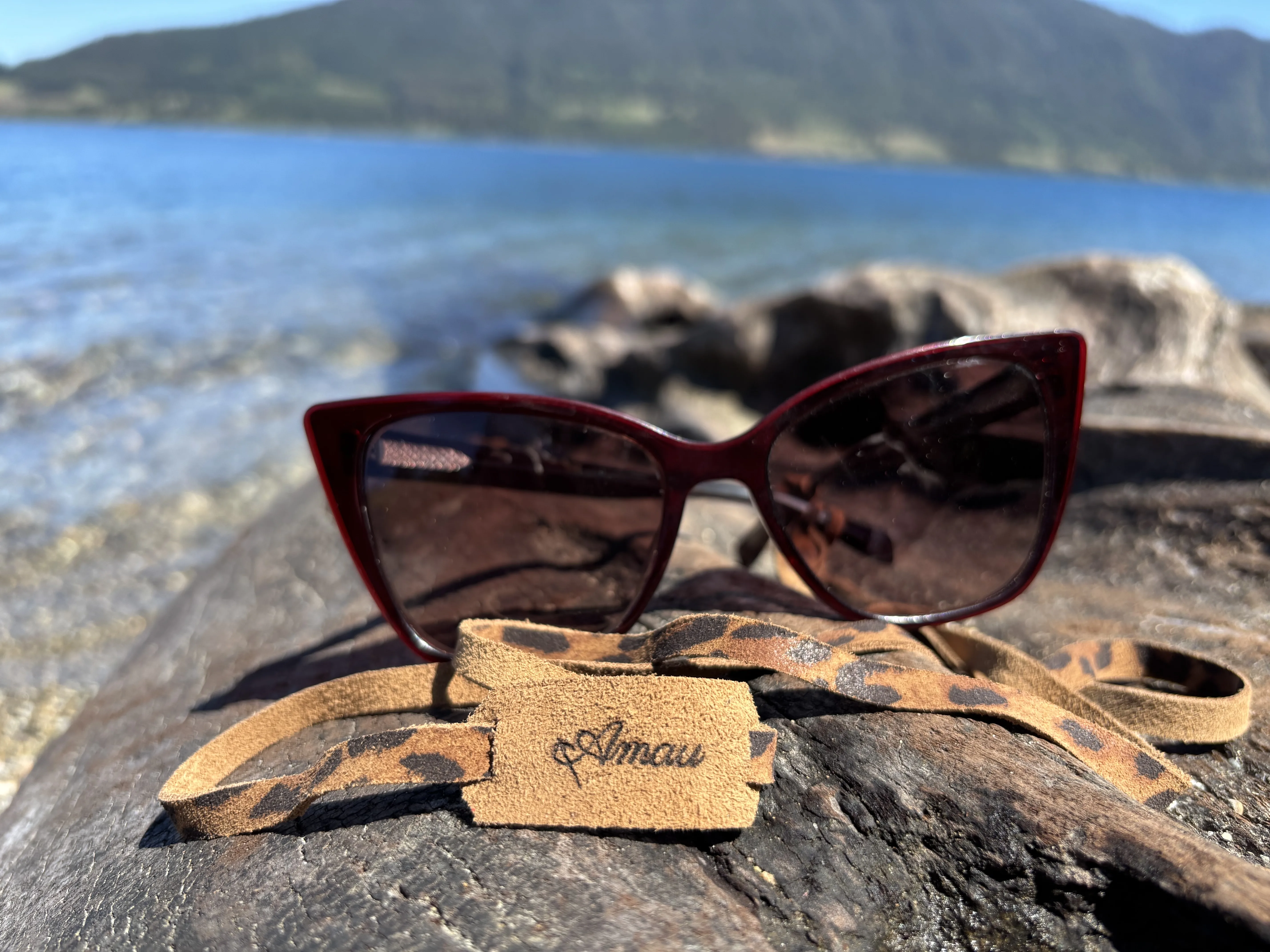Strap de cuero para lentes color Leopardo Taupe 4