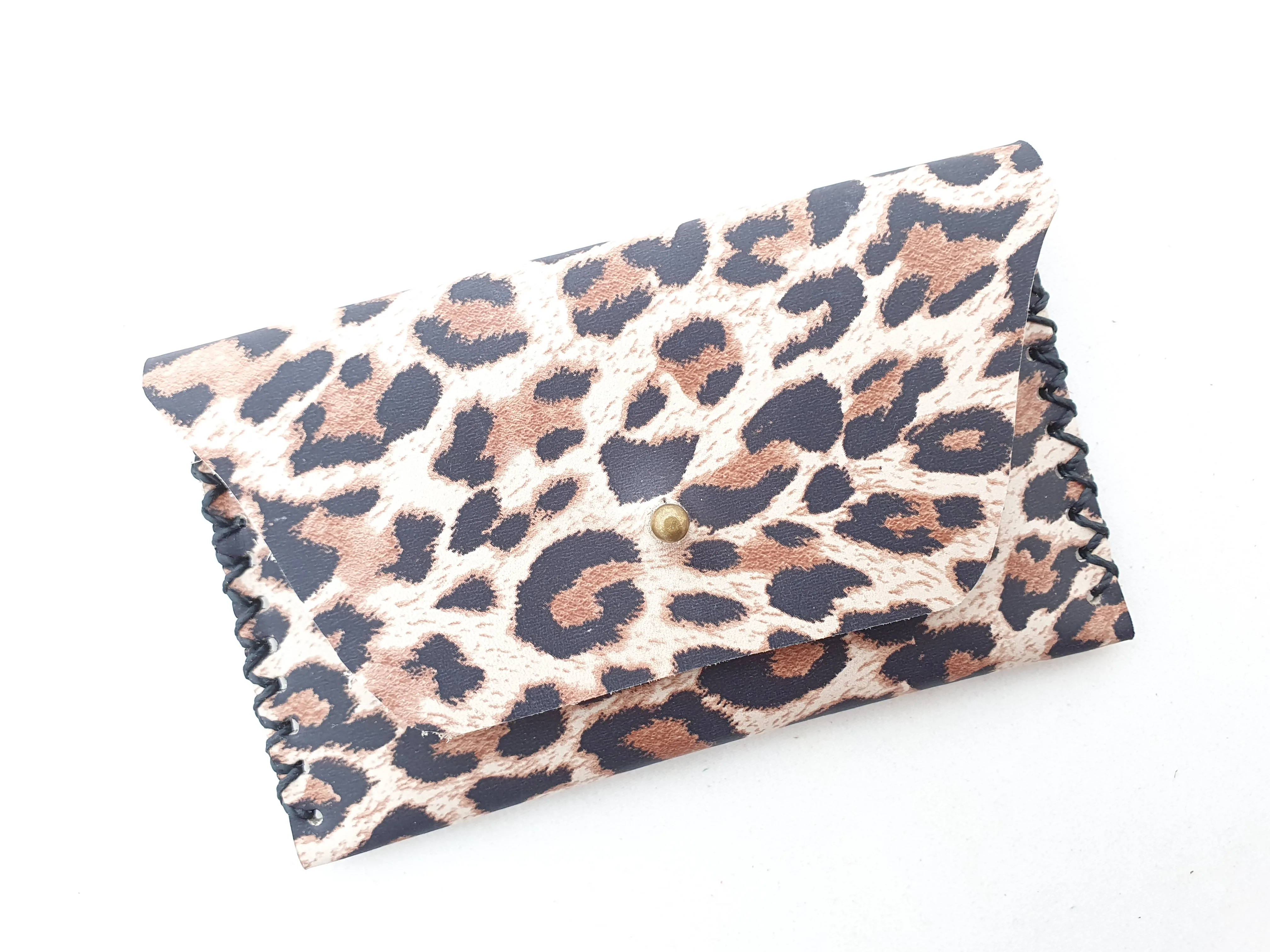 Monedero de cuero color Leopardo blanco 2