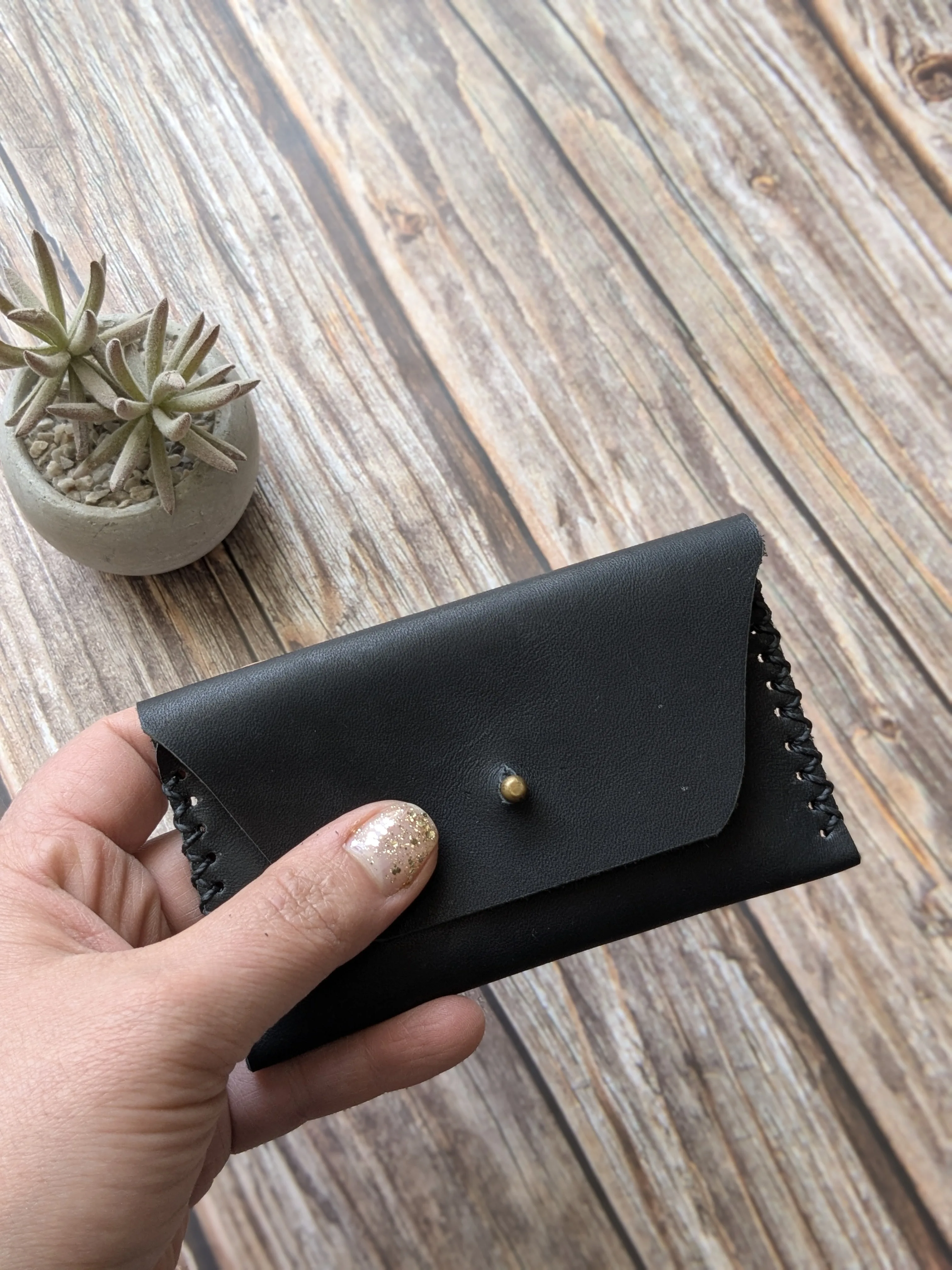 Monedero de cuero Amau color Negro 2