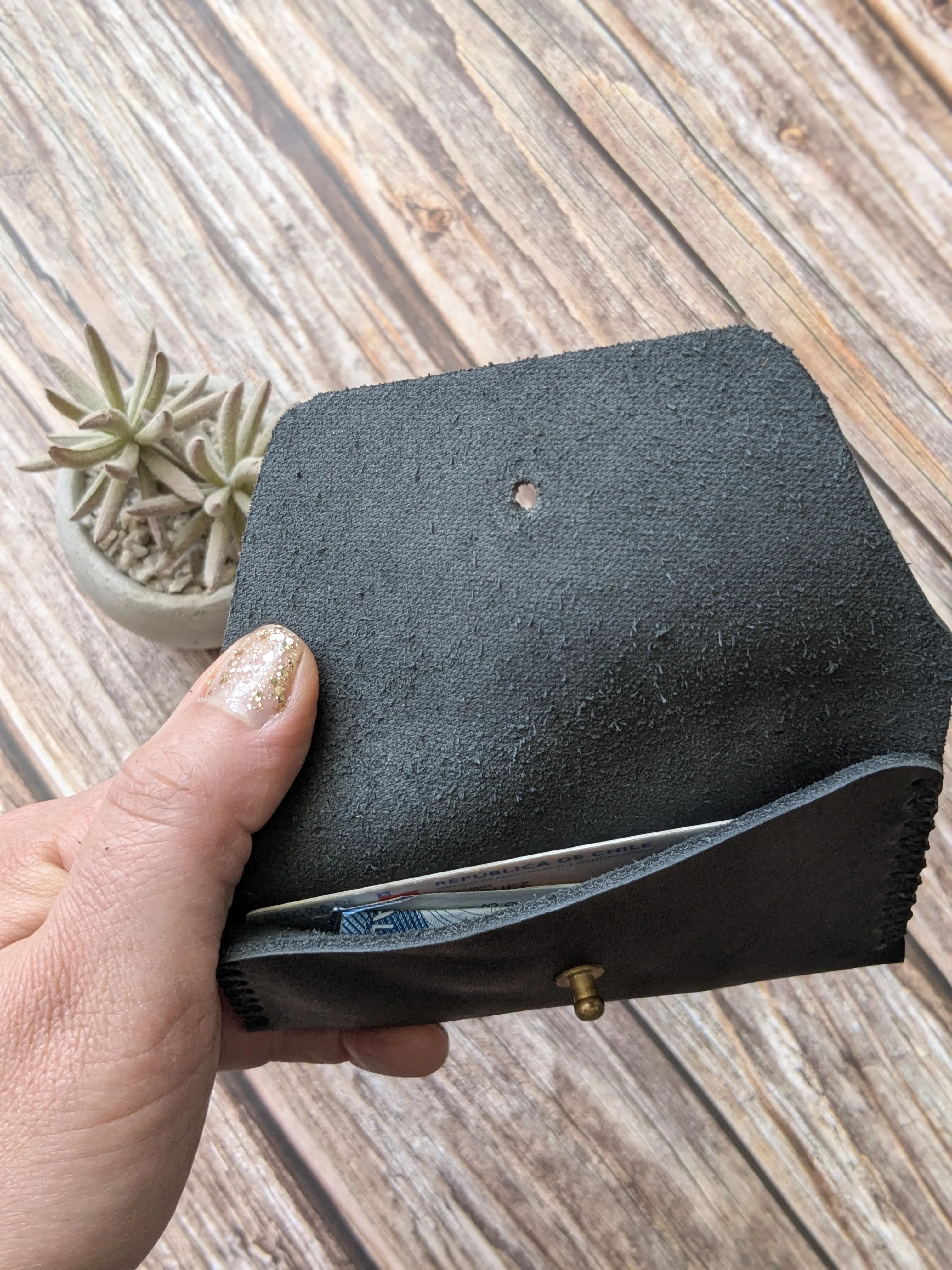 Monedero de cuero Amau color Negro 3