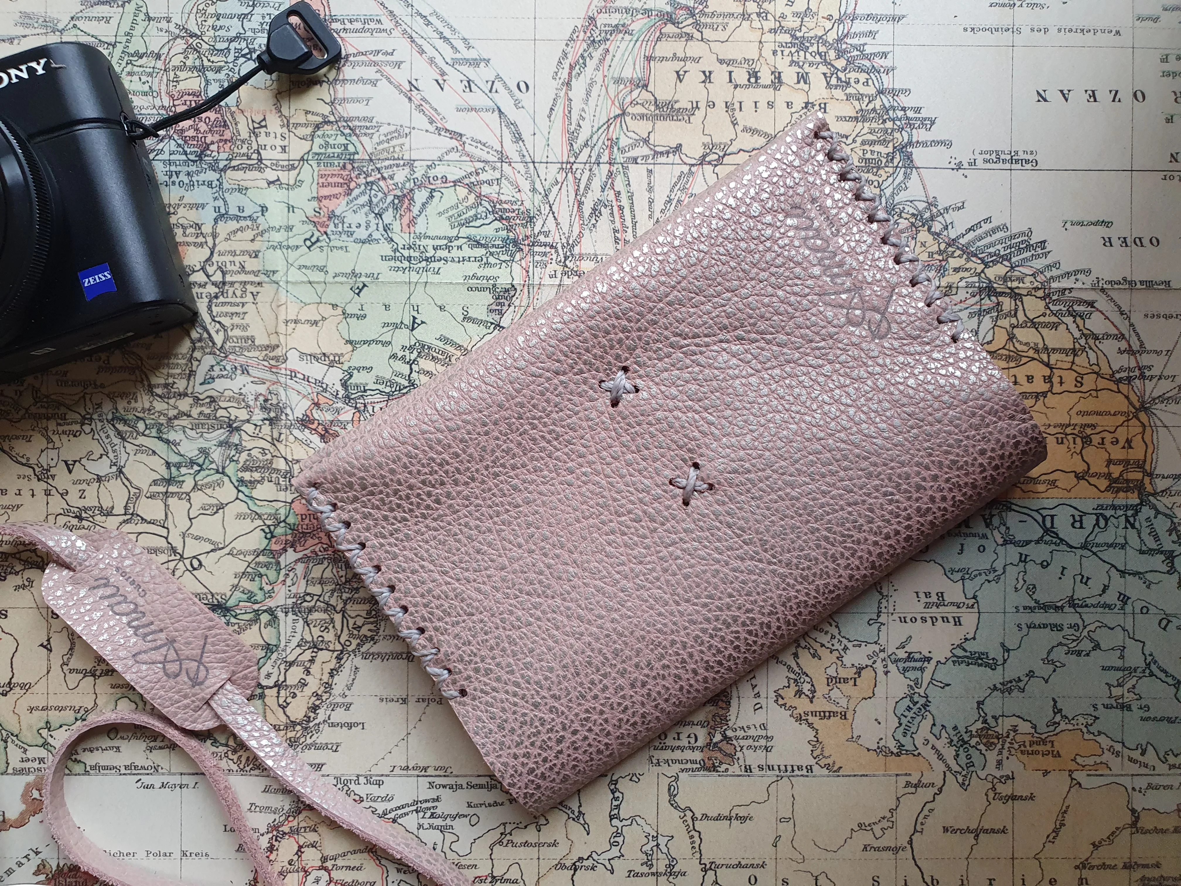 Funda para pasaporte de cuero color Rosa Plata 6