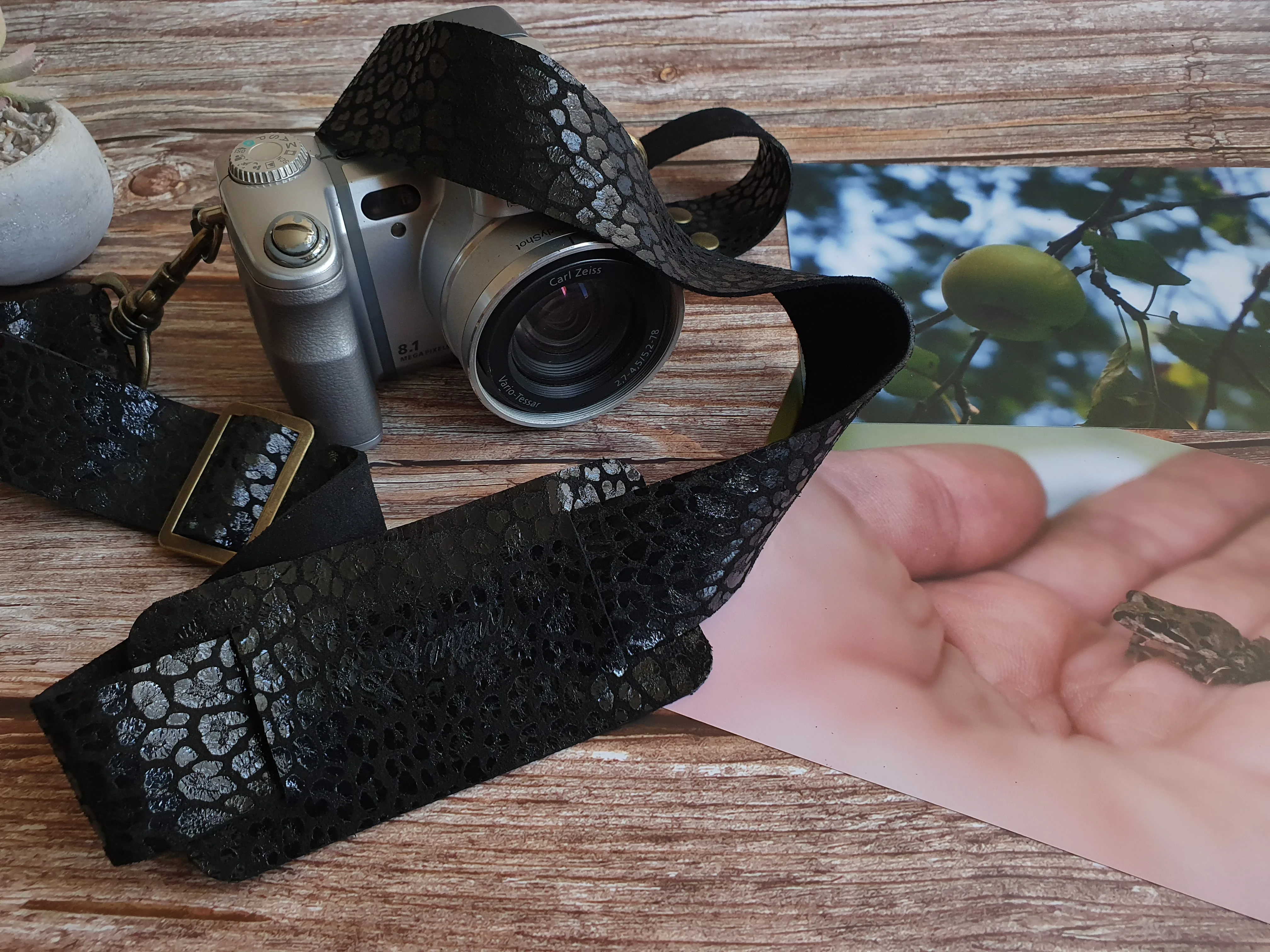 Correa de cuero para cámara fotográfica ETM color Leopardo Negro 5