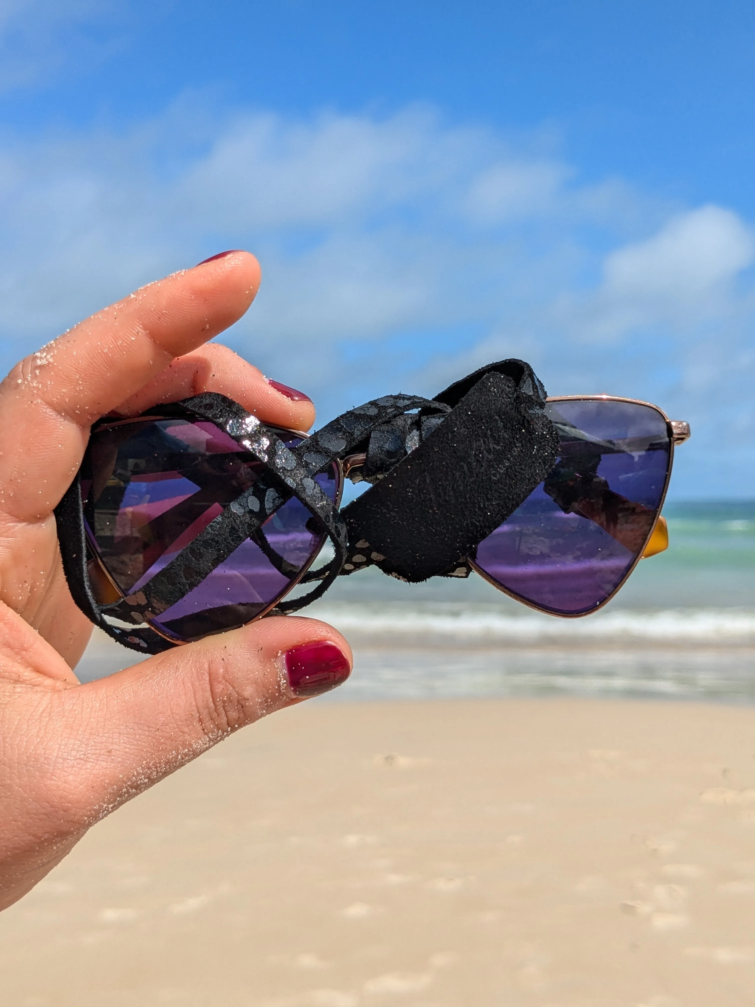 Correa de cuero para lentes color Leopardo Negro 1