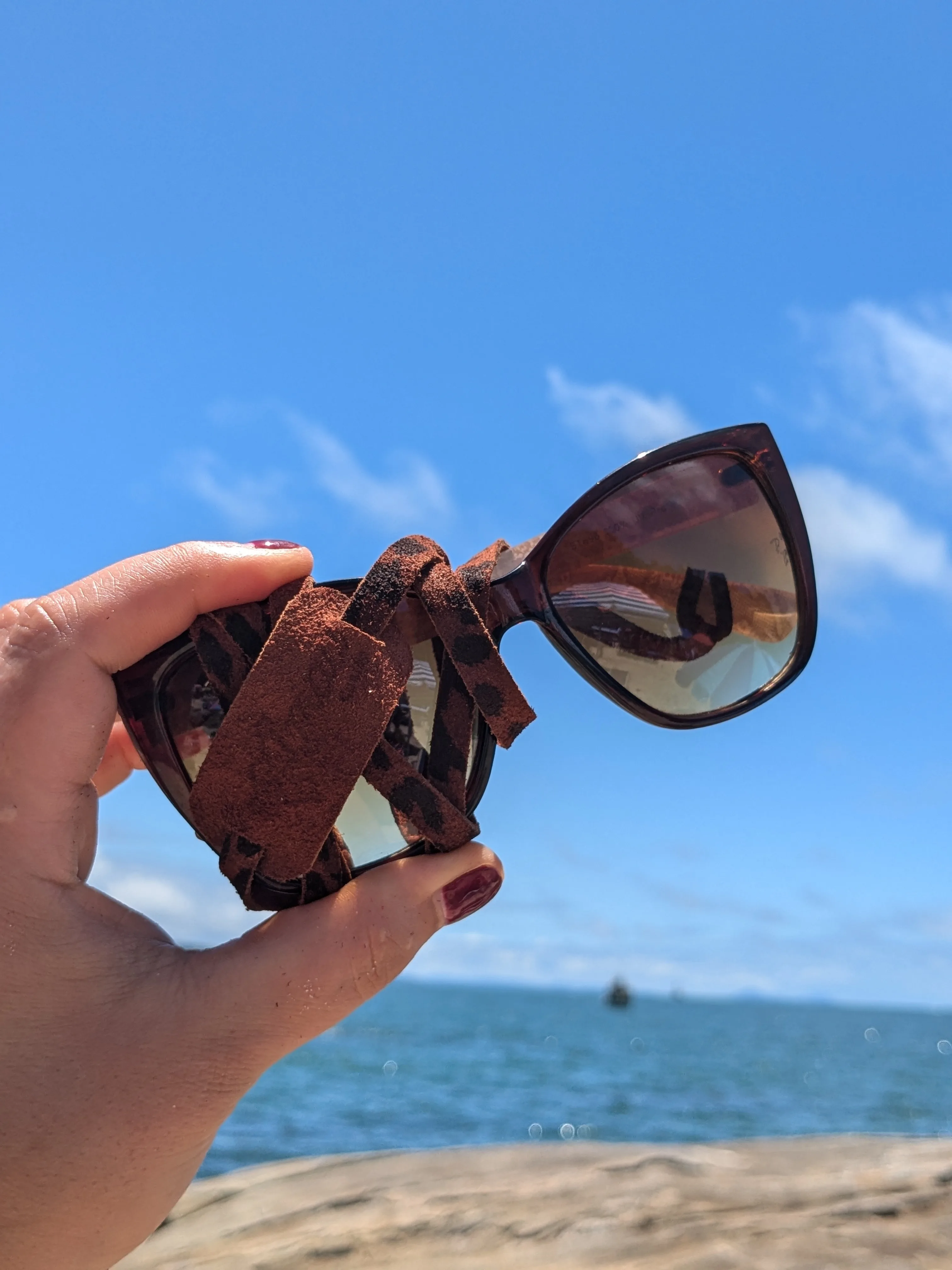 Correa de cuero para lentes colo Leopardo Roble 3