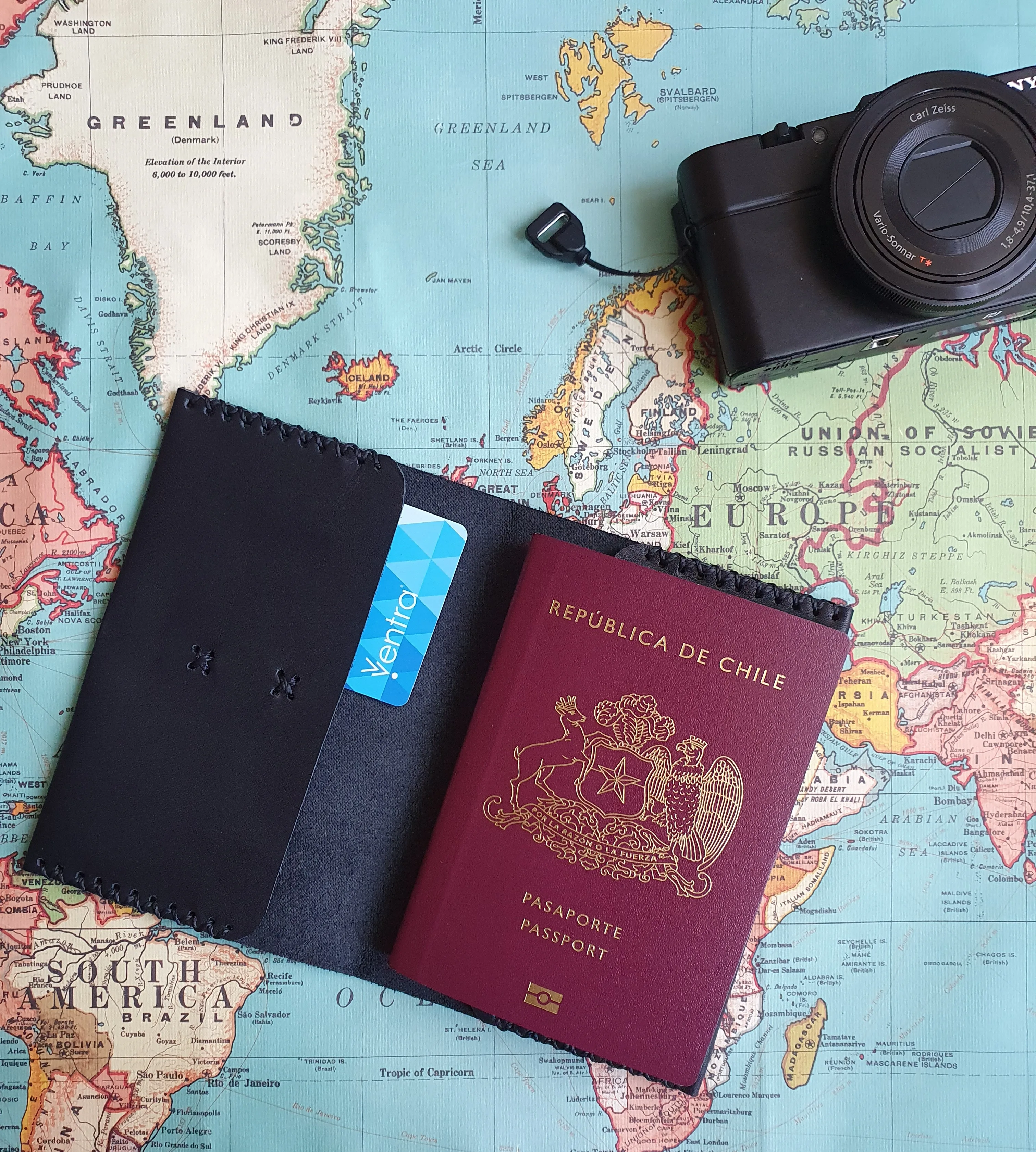 Funda pasaporte de cuero color Negro 1