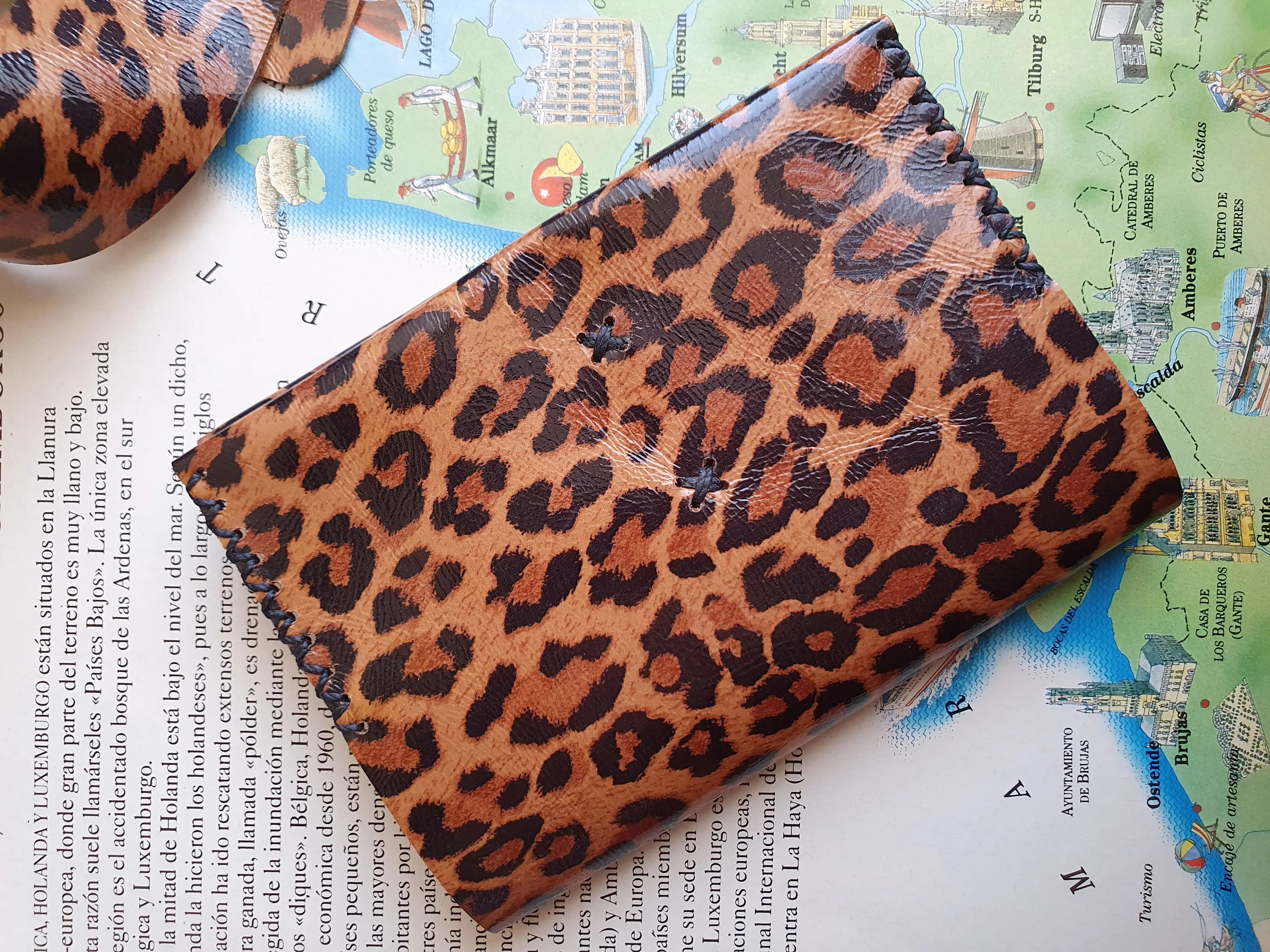 Funda pasaporte de cuero color Leopardo 2