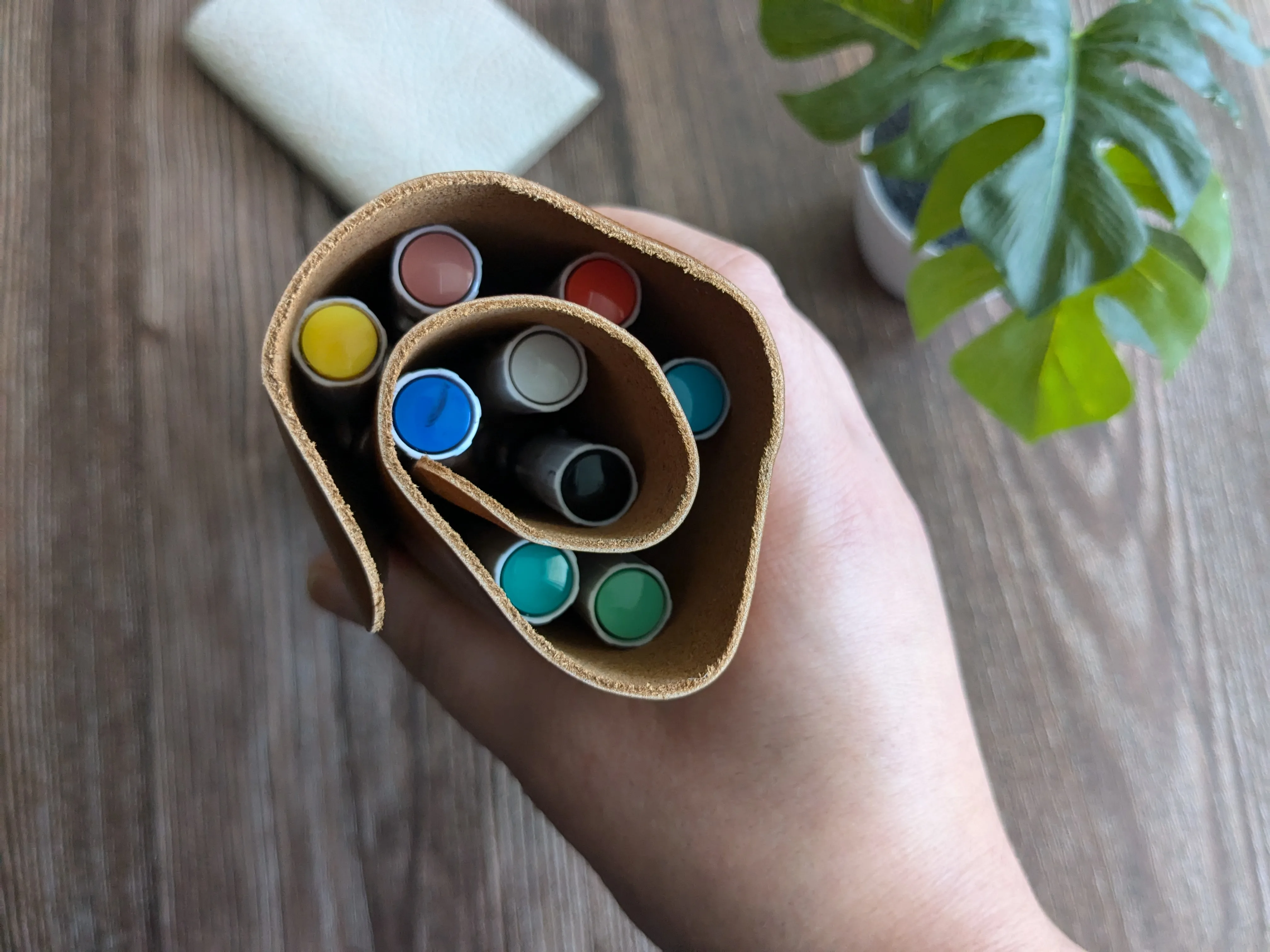 Estuche de cuero roll-on 9 compartimientos color Italiano 6