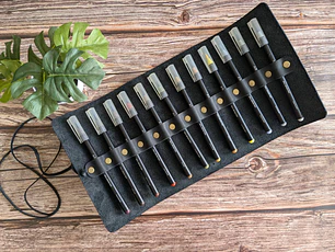 Estuche de cuero roll-on 12 compartimientos Negro