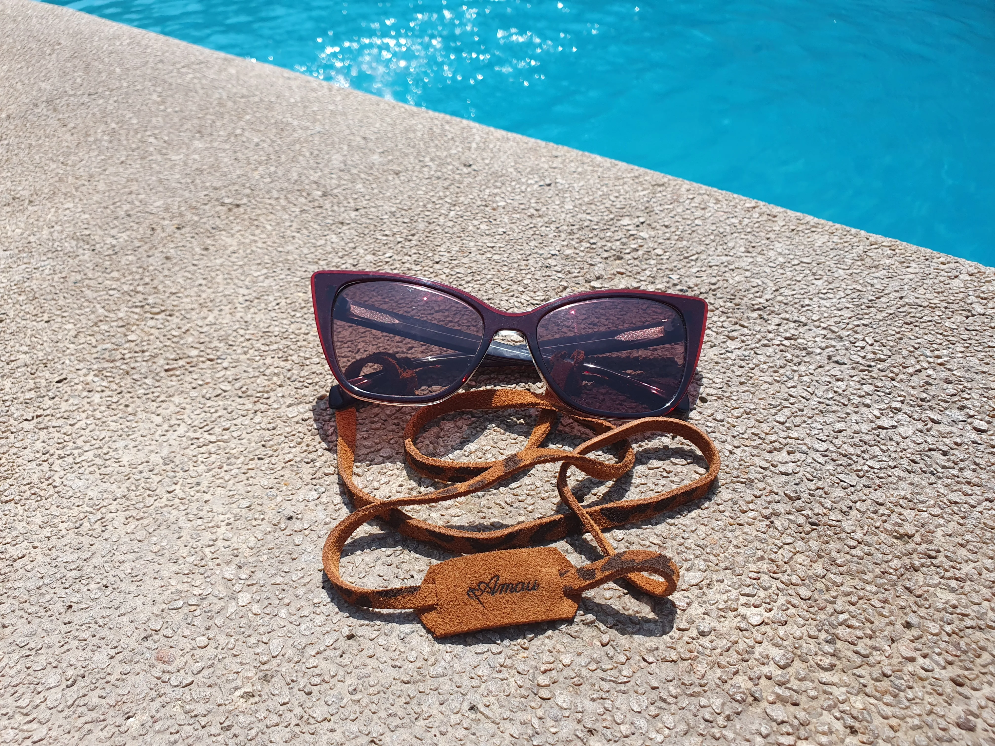 Correa de cuero para lentes ópticos o de sol  color Leopardo Tabaco 9