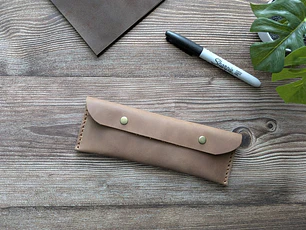Estuche de cuero color Camel S