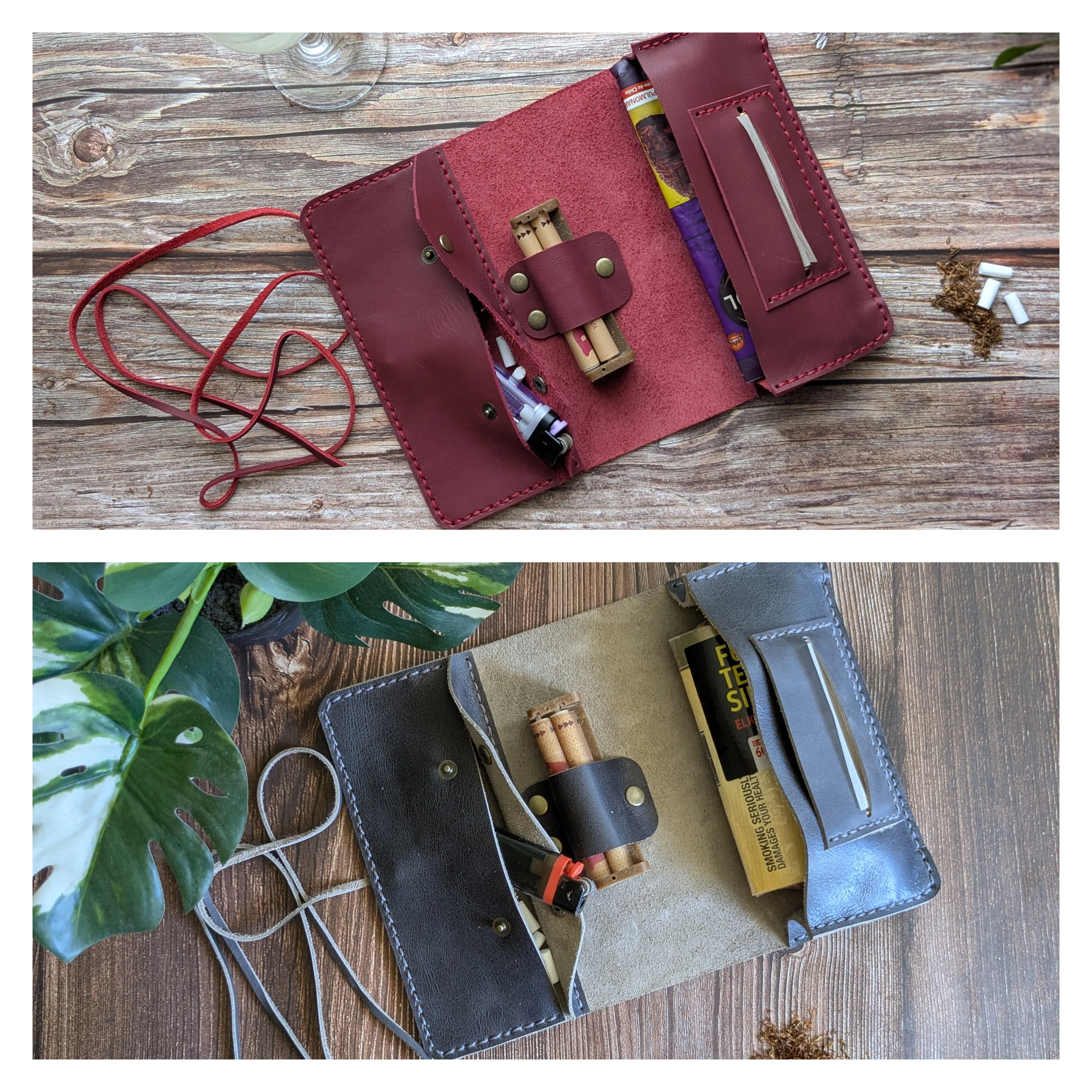 Pack de 2 tabaqueras de cuero 2