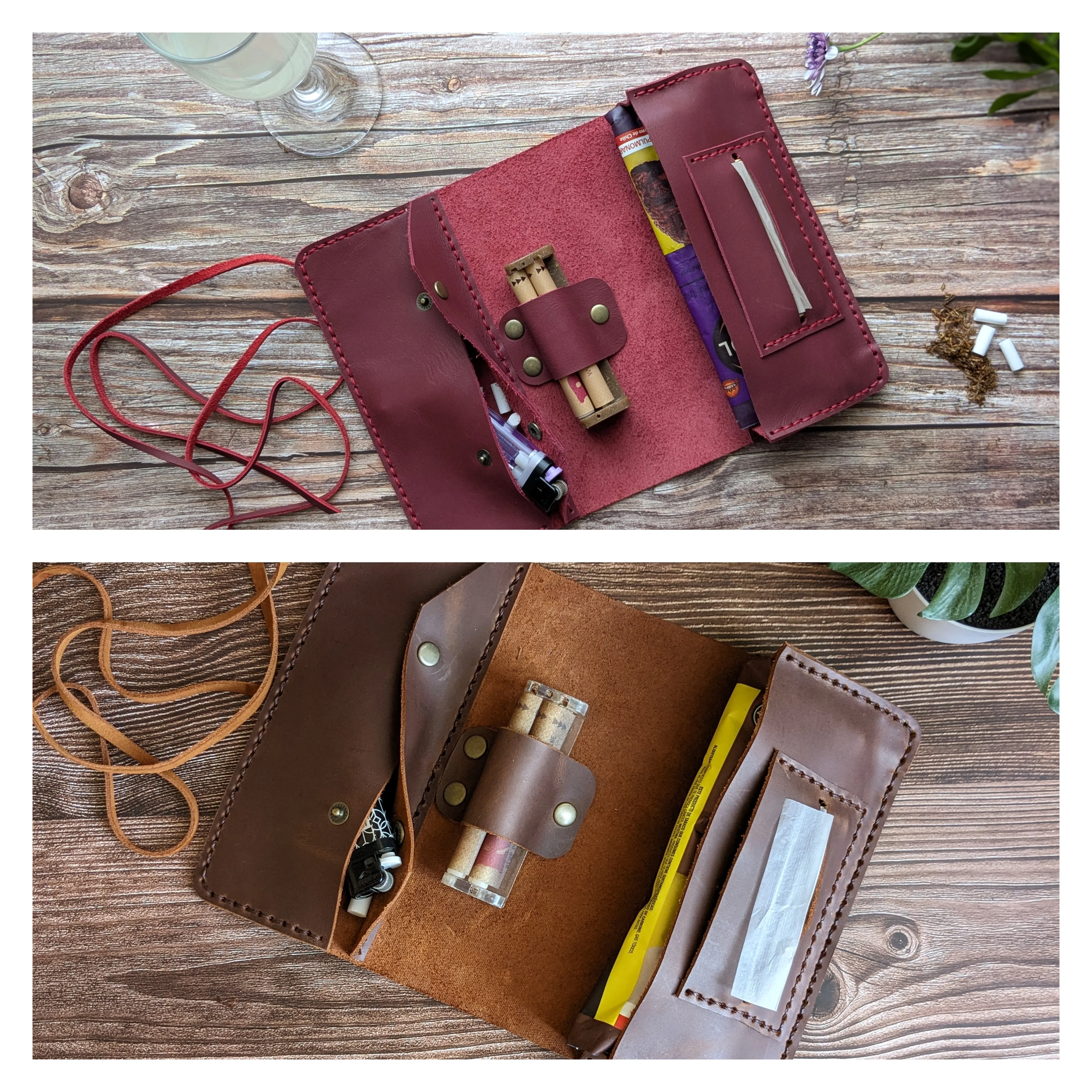 Pack de 2 tabaqueras de cuero 6