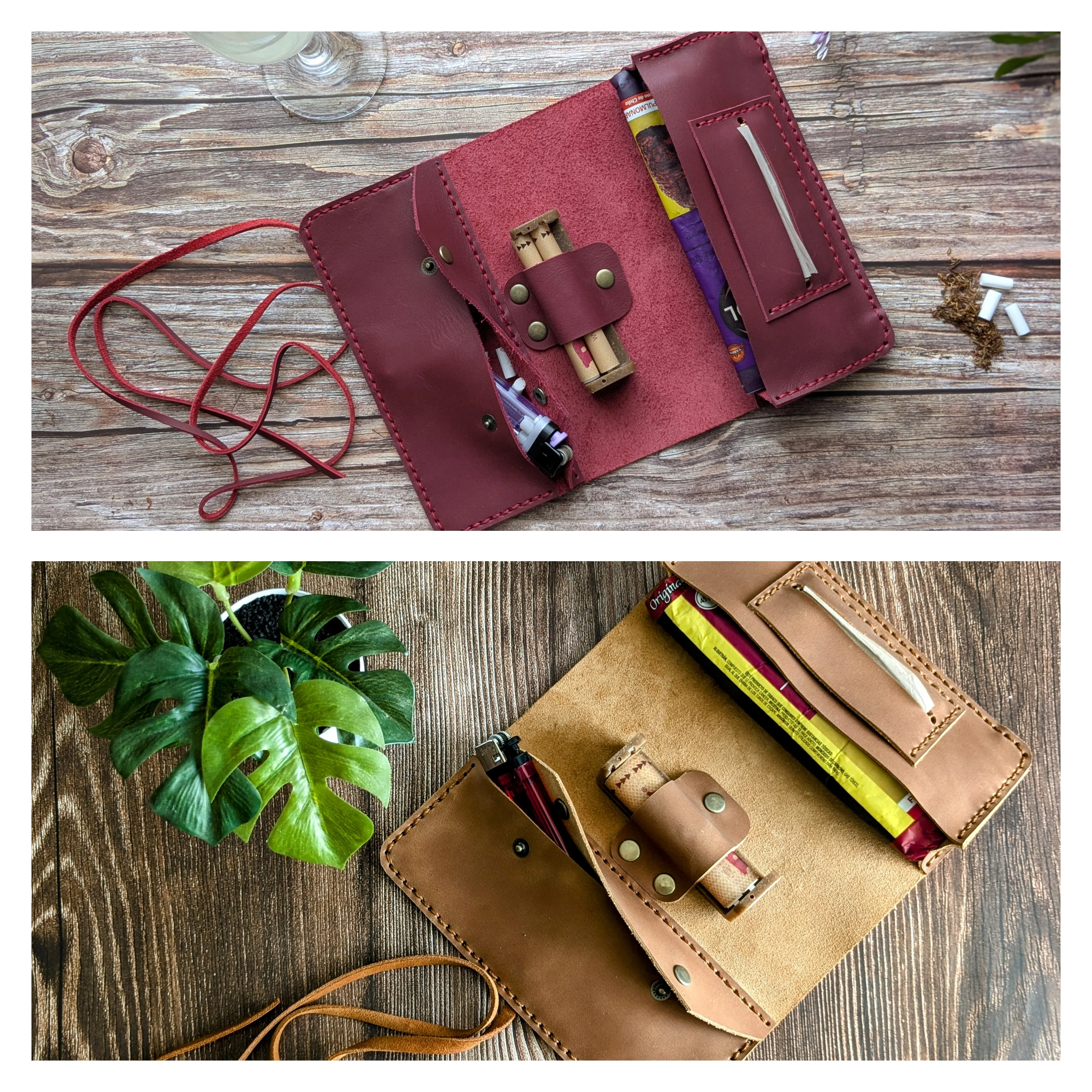 Pack de 2 tabaqueras de cuero 14