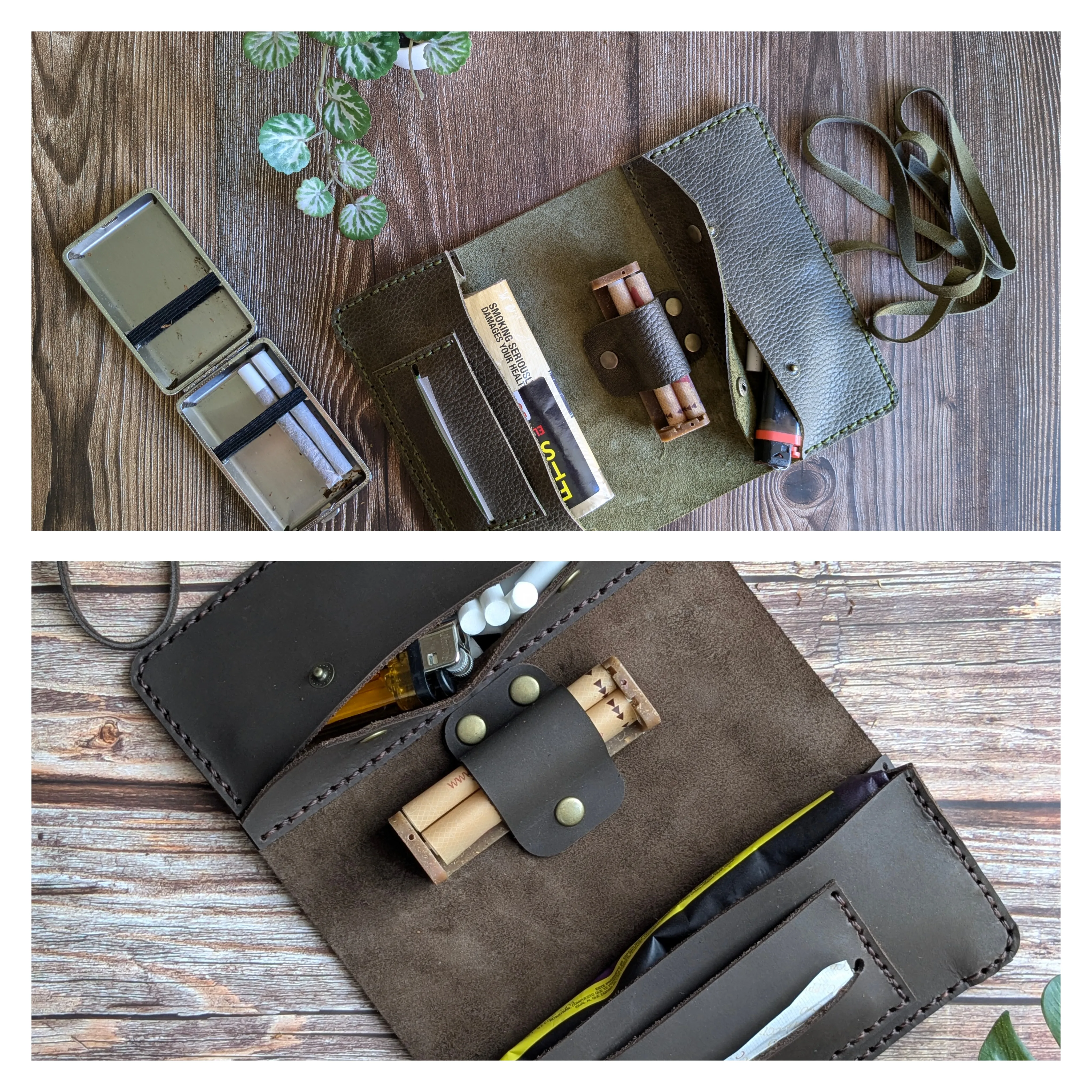Pack de 2 tabaqueras de cuero 17