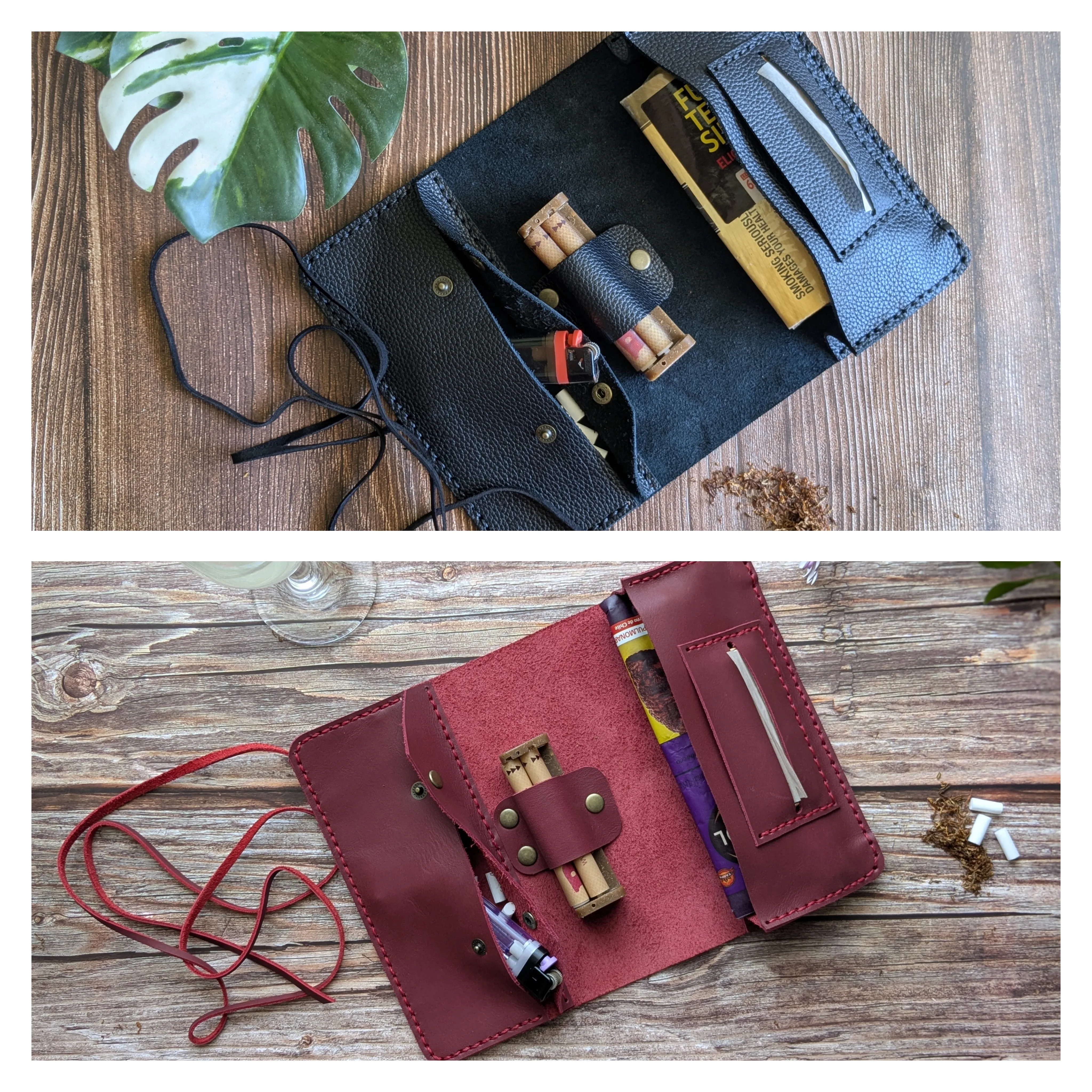 Pack de 2 tabaqueras de cuero 18