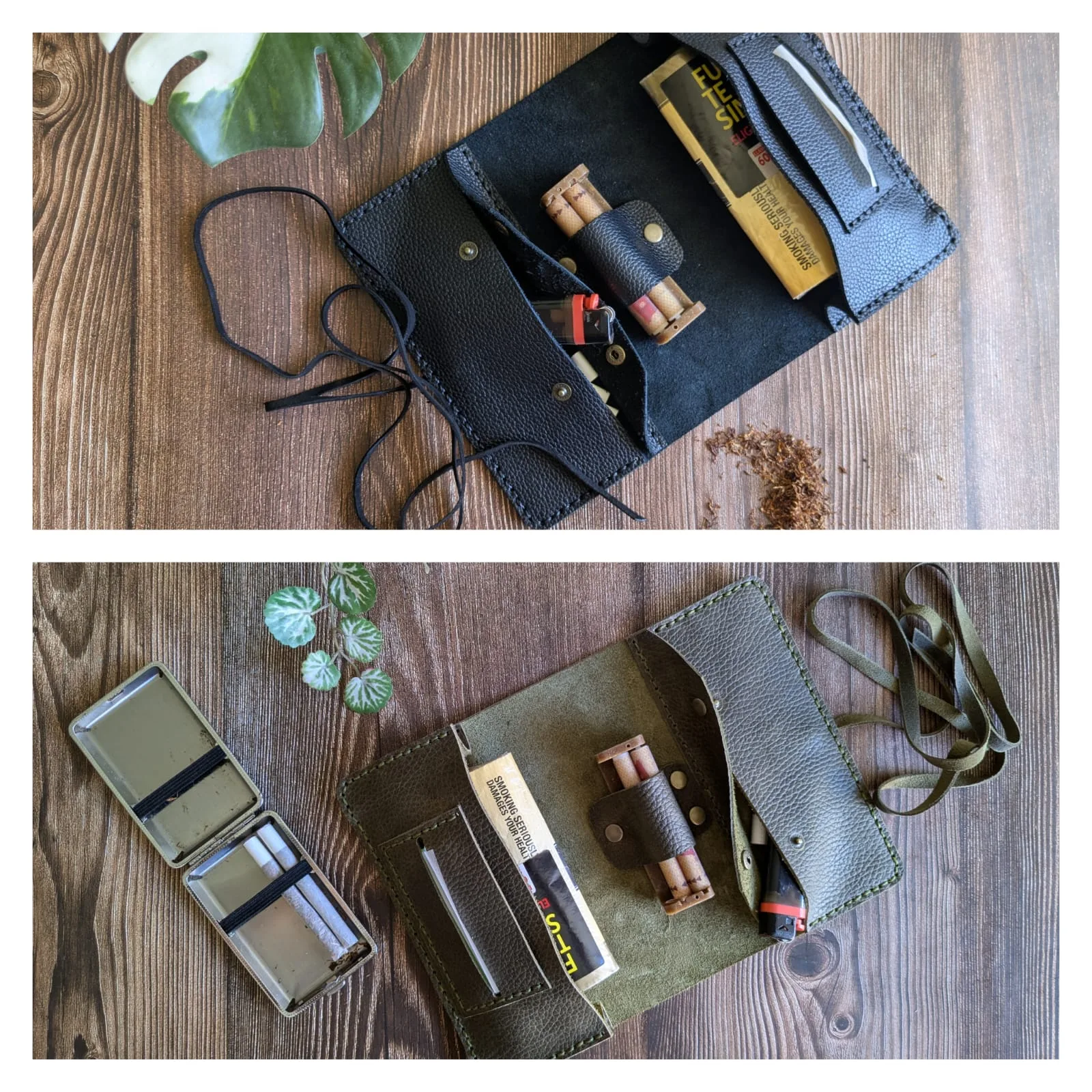 Pack de 2 tabaqueras de cuero 25