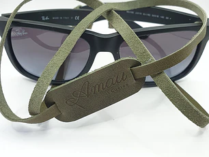 Correa de cuero para lentes ópticos o de sol color Oliva