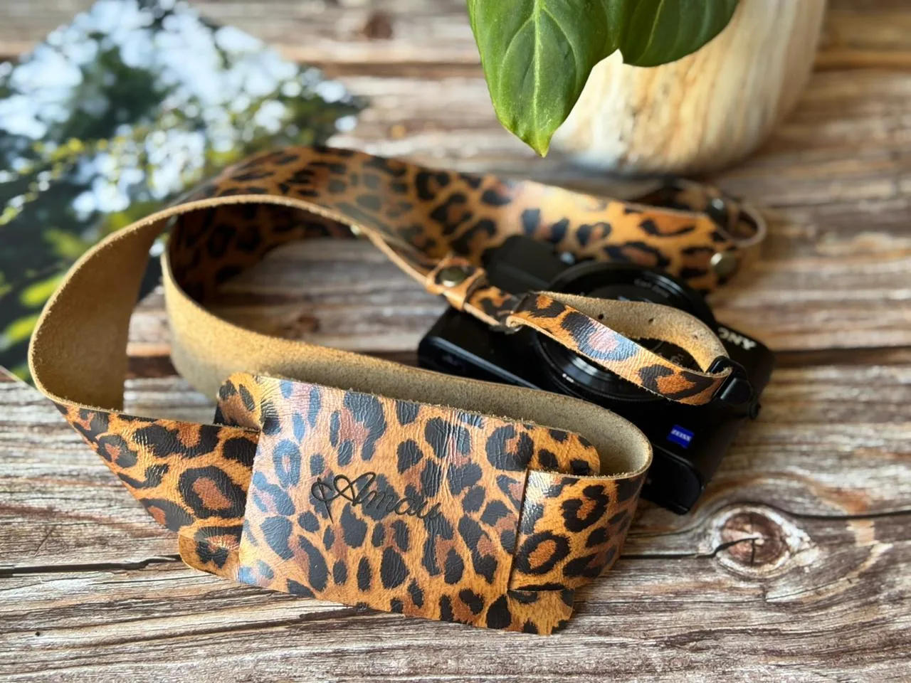 Correa de cuero para cámara fotográfica ETC Leopardo 7