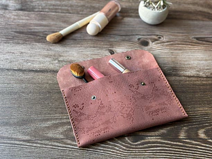 Estuche de cuero color Matuasto Rosa L