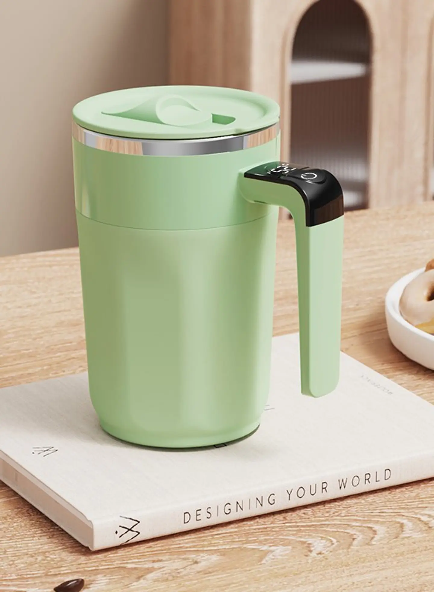 Taza Inteligente Agitadora de Acero Inoxidable con Pantalla de Temperatura 7