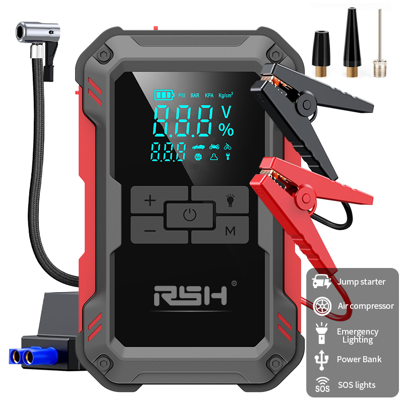 Partidor de Batería Multifuncional 3000A con Inflador de Neumático, Power Bank y Linterna LED