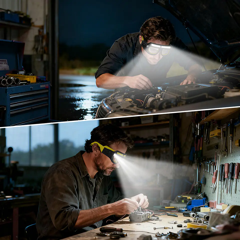 Lentes de Seguridad con LED Recargable y Filtro Solar Desmontable 2