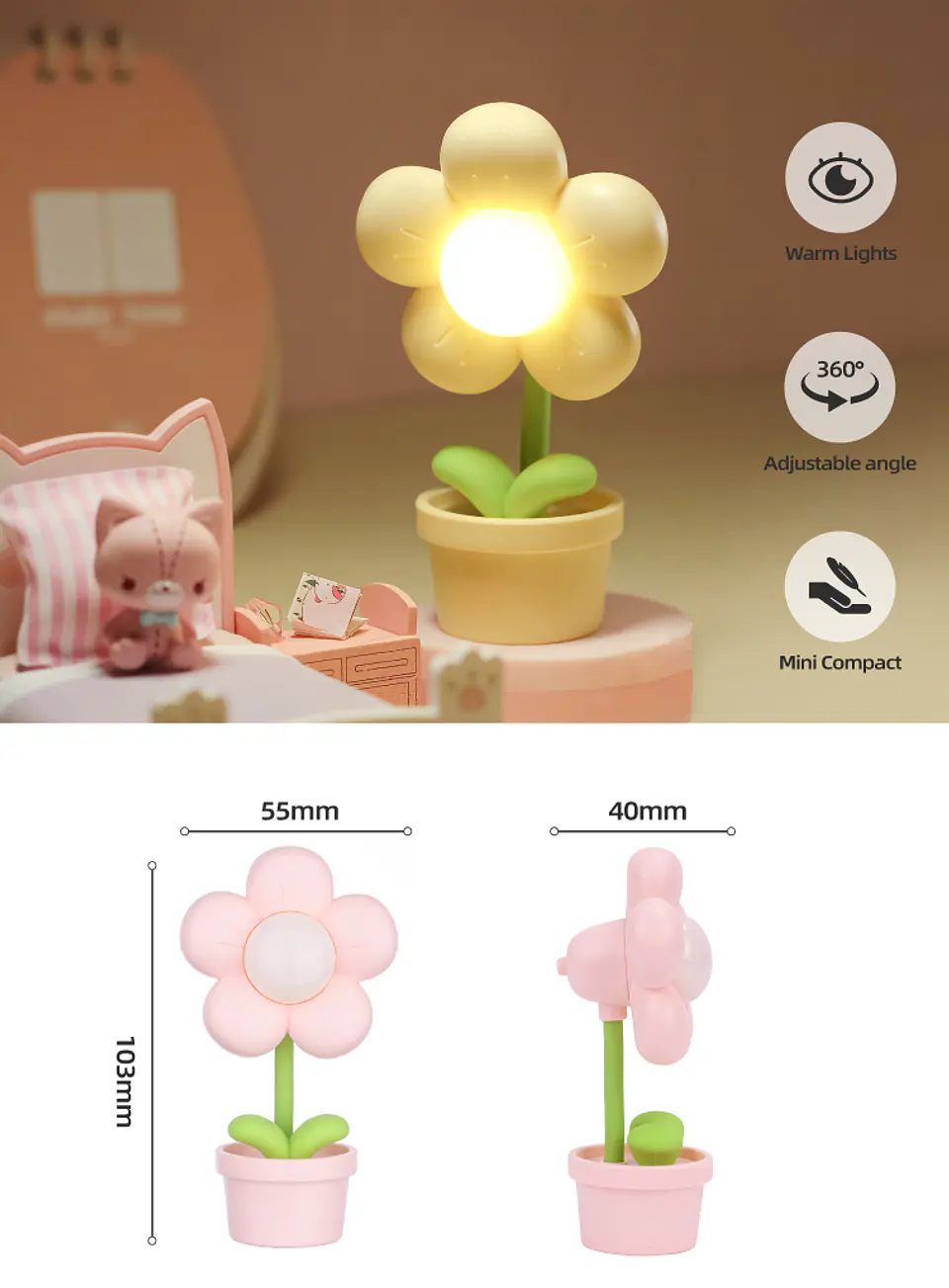 Mini Luz Nocturna Little Flower – Lámpara LED Decorativa 1