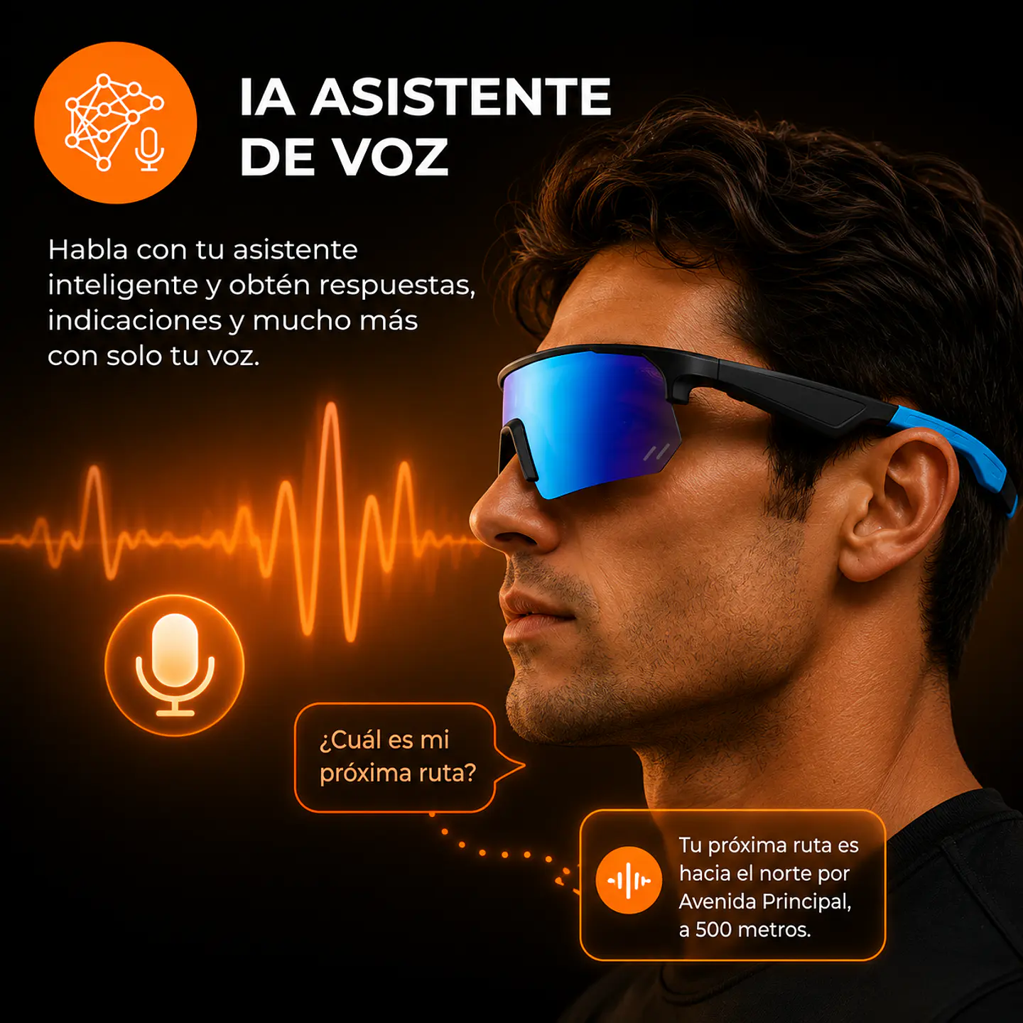 Lentes Deportivos Inteligentes - Bluetooth, Atiende Llamadas, Escucha Música, Función Traductor.  4