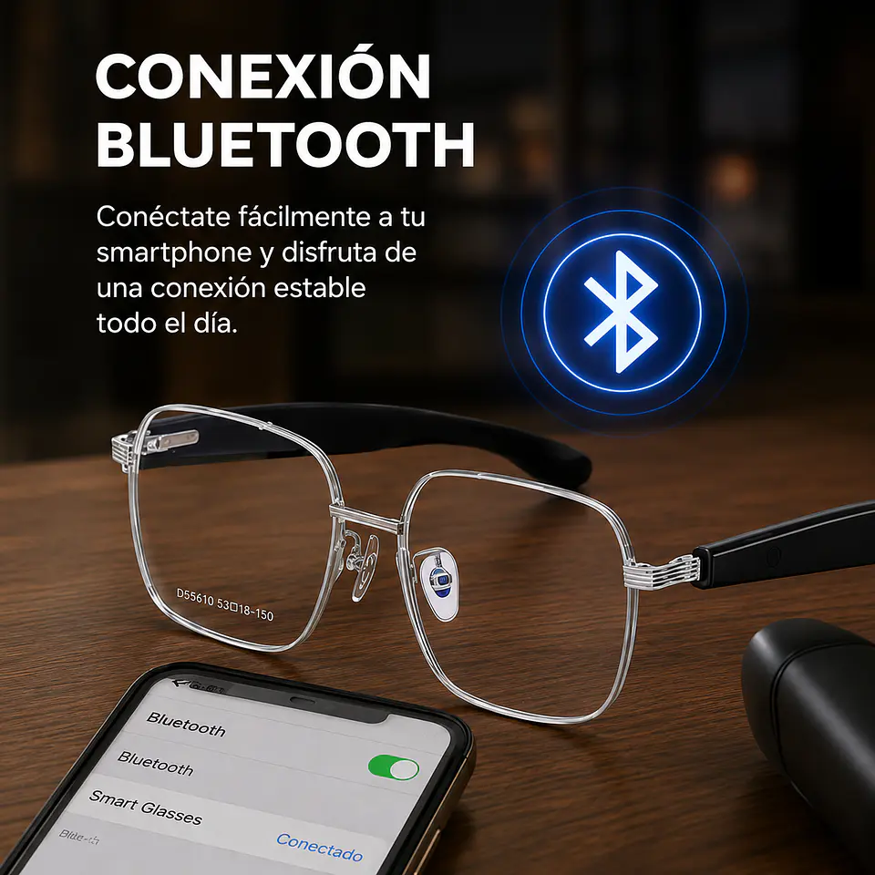 Lentes Ópticos Inteligentes - Bluetooth, Atiende Llamadas, Escucha Música, Función Traductor.  5