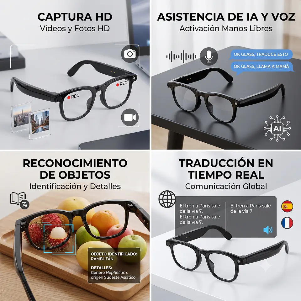 Lentes Inteligentes con cámara HD 2