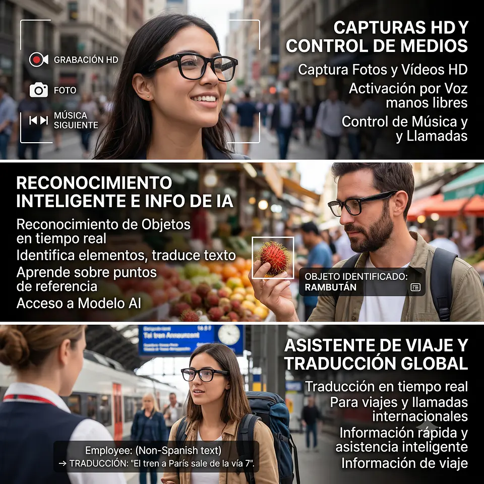 Lentes Inteligentes con cámara HD 3