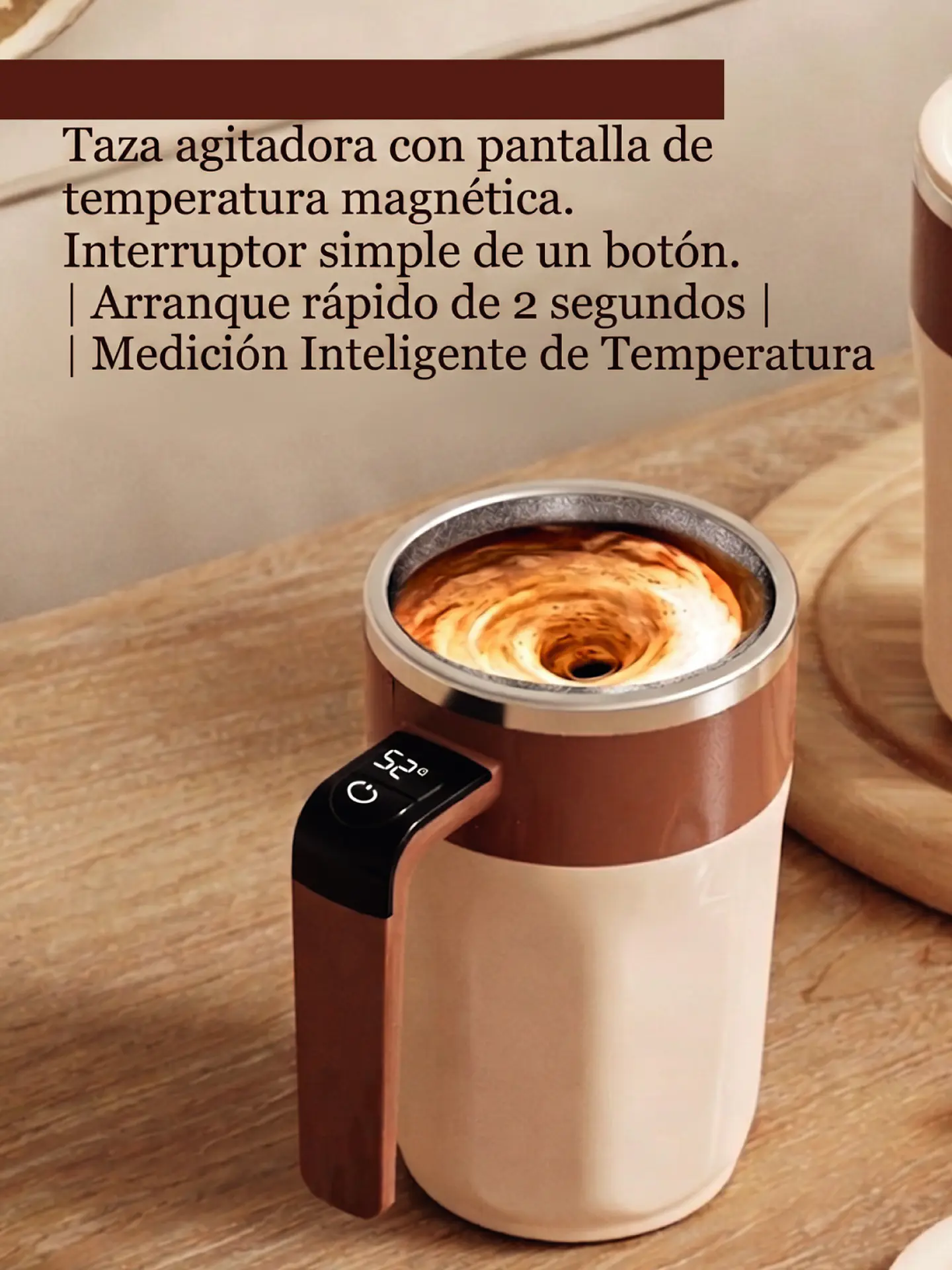 Taza Inteligente Agitadora de Acero Inoxidable con Pantalla de Temperatura 2