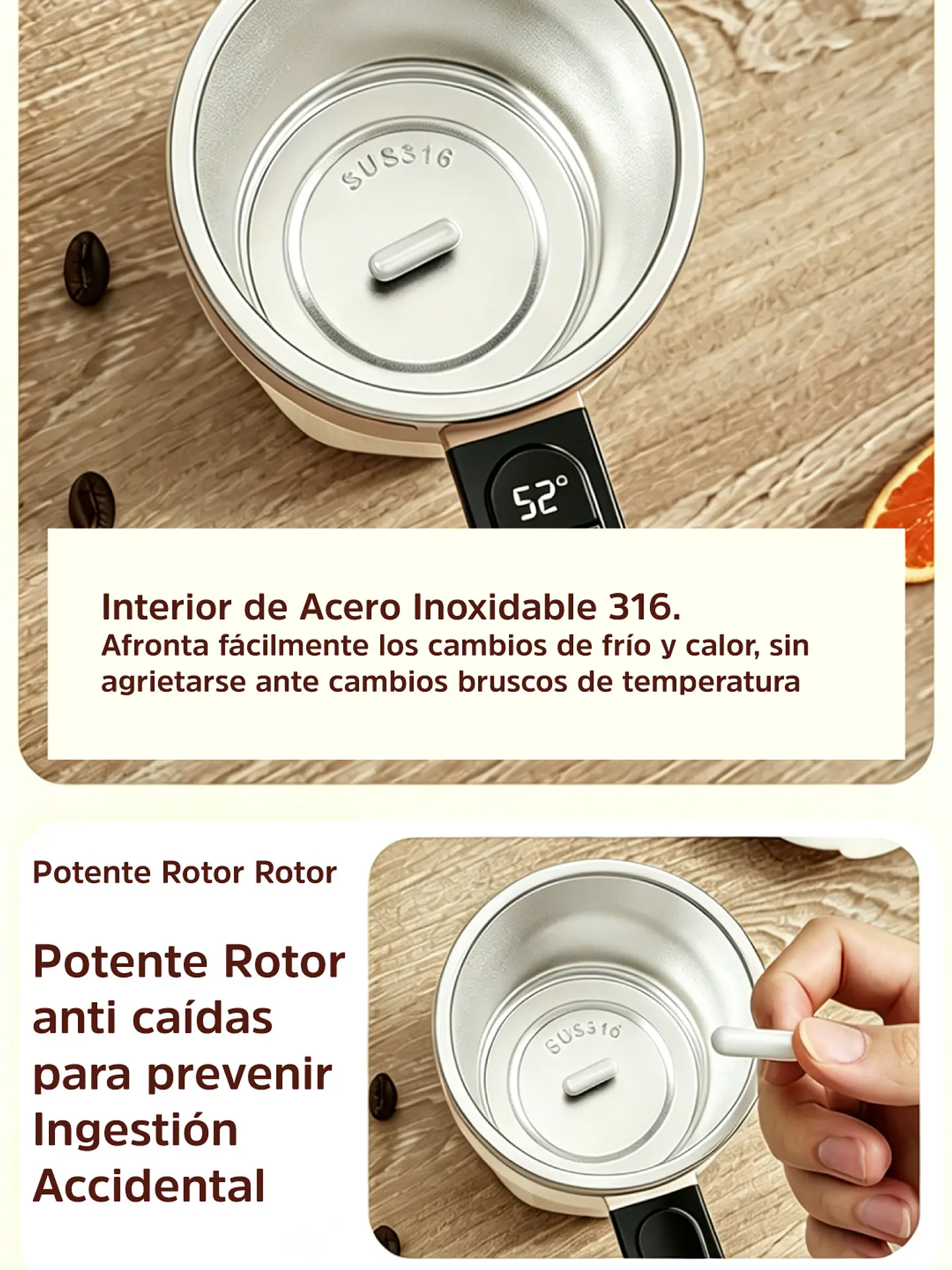Taza Inteligente Agitadora de Acero Inoxidable con Pantalla de Temperatura 4